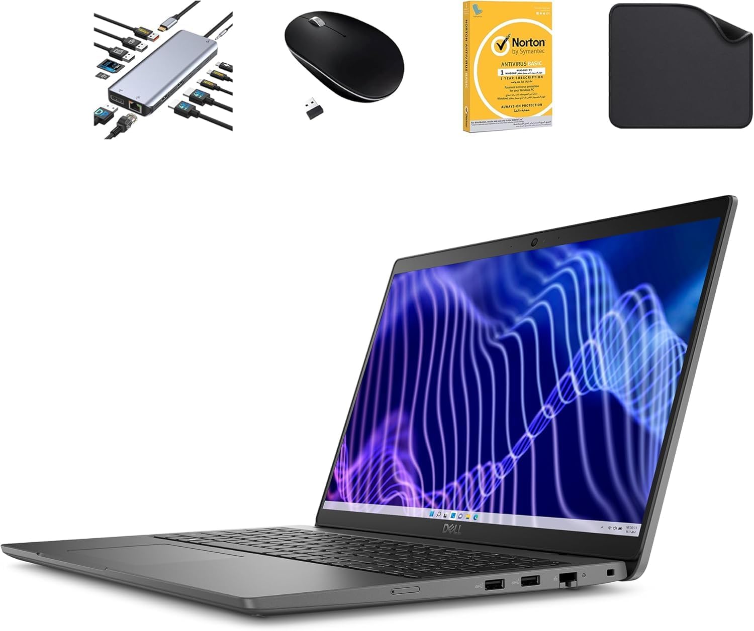 Dell Business Laptop Latitude 3540 - Includes 12 in 1 HUB Adapter + Wireless Mouse + Antivirus + Mouse Pad | 13th Gen Intel Core i7-1355U, 24GB RAM, Windows 11 Pro (Upgrade) (24GB RAM | 512GB SSD)