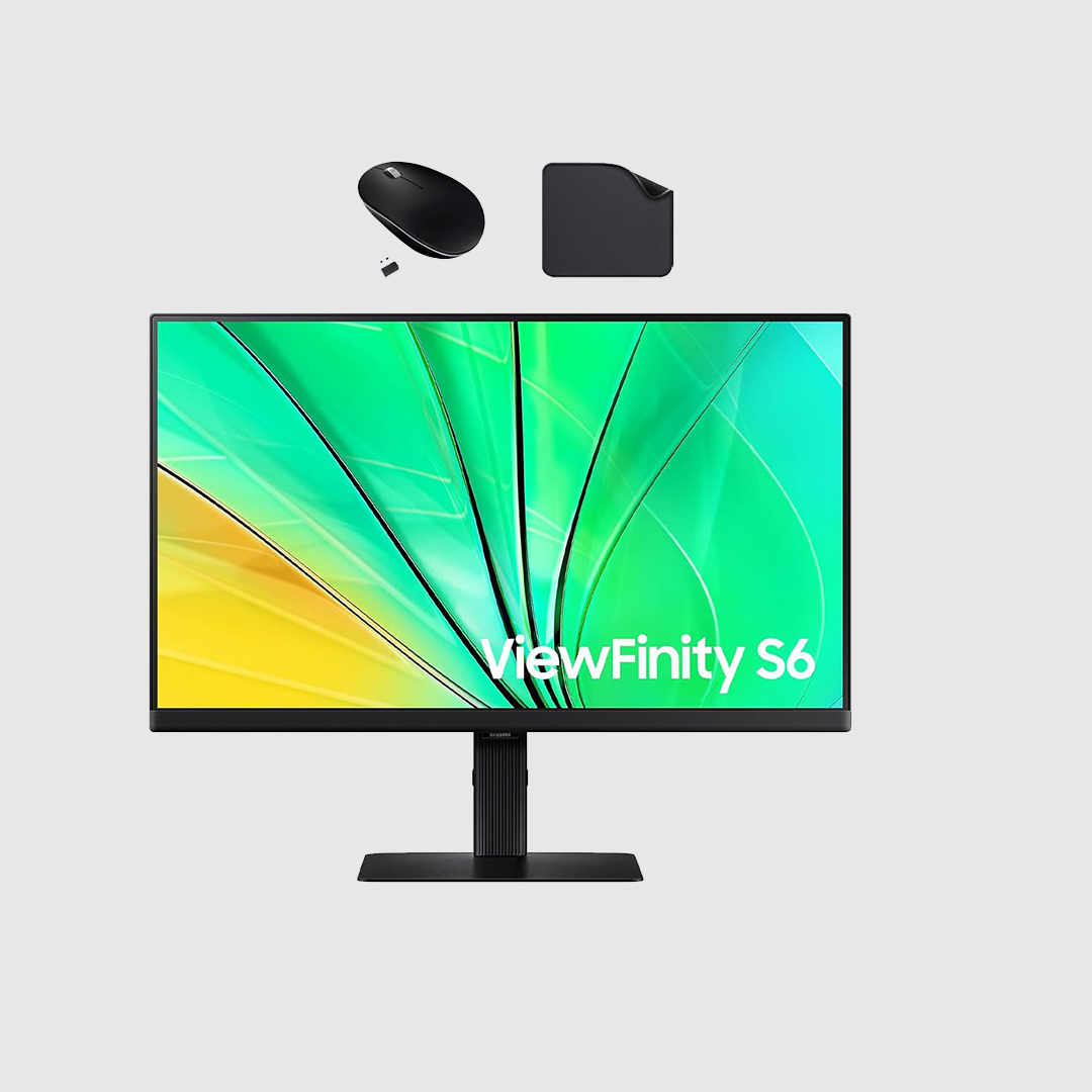 Samsung 24" S60D QHD ViewFinity Monitor - High Resolution, LS24D606EAMXUE, 24-Inch Display, QHD Clarity, Sleek Design - Includes Wireless Mouse + Mouse Pad