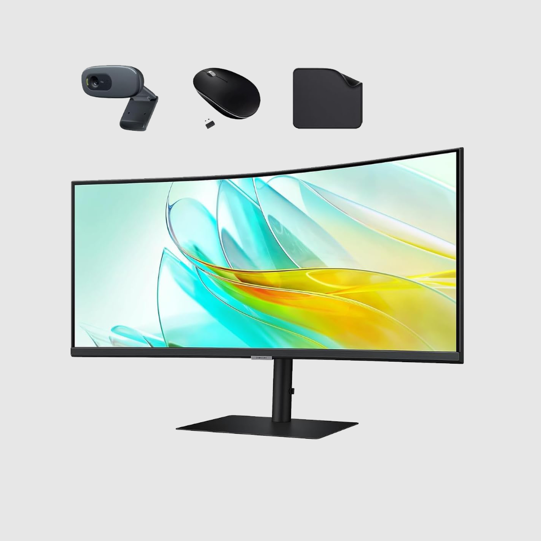 Samsung ViewFinity S65UC 34" Curved Business Monitor - 3440x1440 Resolution, LS34C650UAMXUE, Ultra-Wide Screen, Enhanced Productivity, Sleek Design - Includes HD WebCam + Wireless Mouse + Mouse Pad