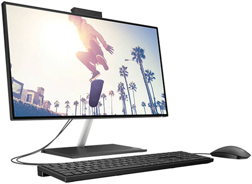 HP 24-cb1018nh All-In-One Desktop Computer, 23.8" FHD IPS Touch Display, Intel Core i5-1235U, 8GB RAM, 512GB SSD, Intel UHD Graphics, HP 225 Wired Mouse Keyboard, FreeDOS, Black | 6V338EA#BH5