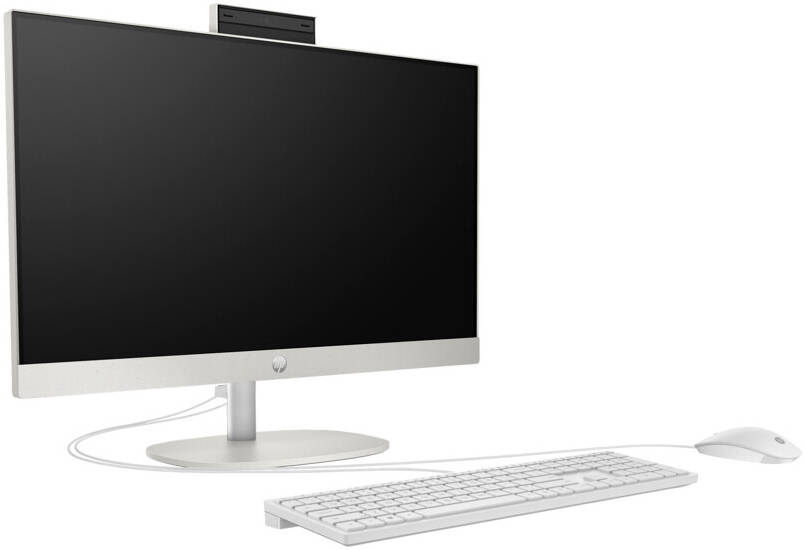 HP 24-cr1006nh All-in-One Desktop, 23.8" FHD Touch IPS Display, Intel Core Ultra 5 125U, 16GB RAM, 512GB SSD, Intel Graphics, HP 125 USB White Wired K/B & Mouse, FreeDOS, White | A0CL8EA#BH5