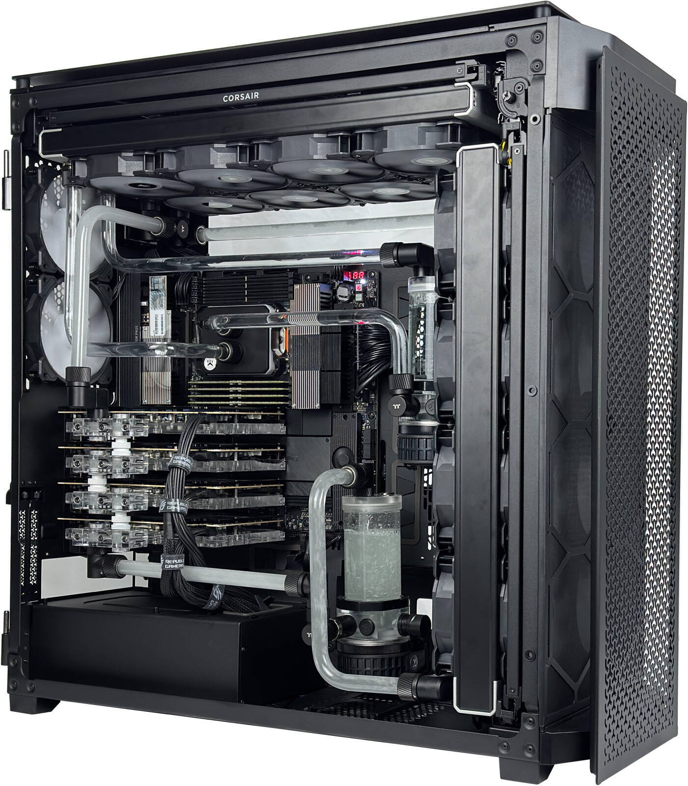 HPC T 7980X Workstation - AMD Ryzen Threadripper 7980X 64 Cores 128 Threads, 2x NVIDIA RTX A5000 24GB, 256GB DDR5 RAM 4800MHz, 2TB SSD Gen 4, 1050W 80 PLUS Gold PSU, 360mm Liquid Cooler