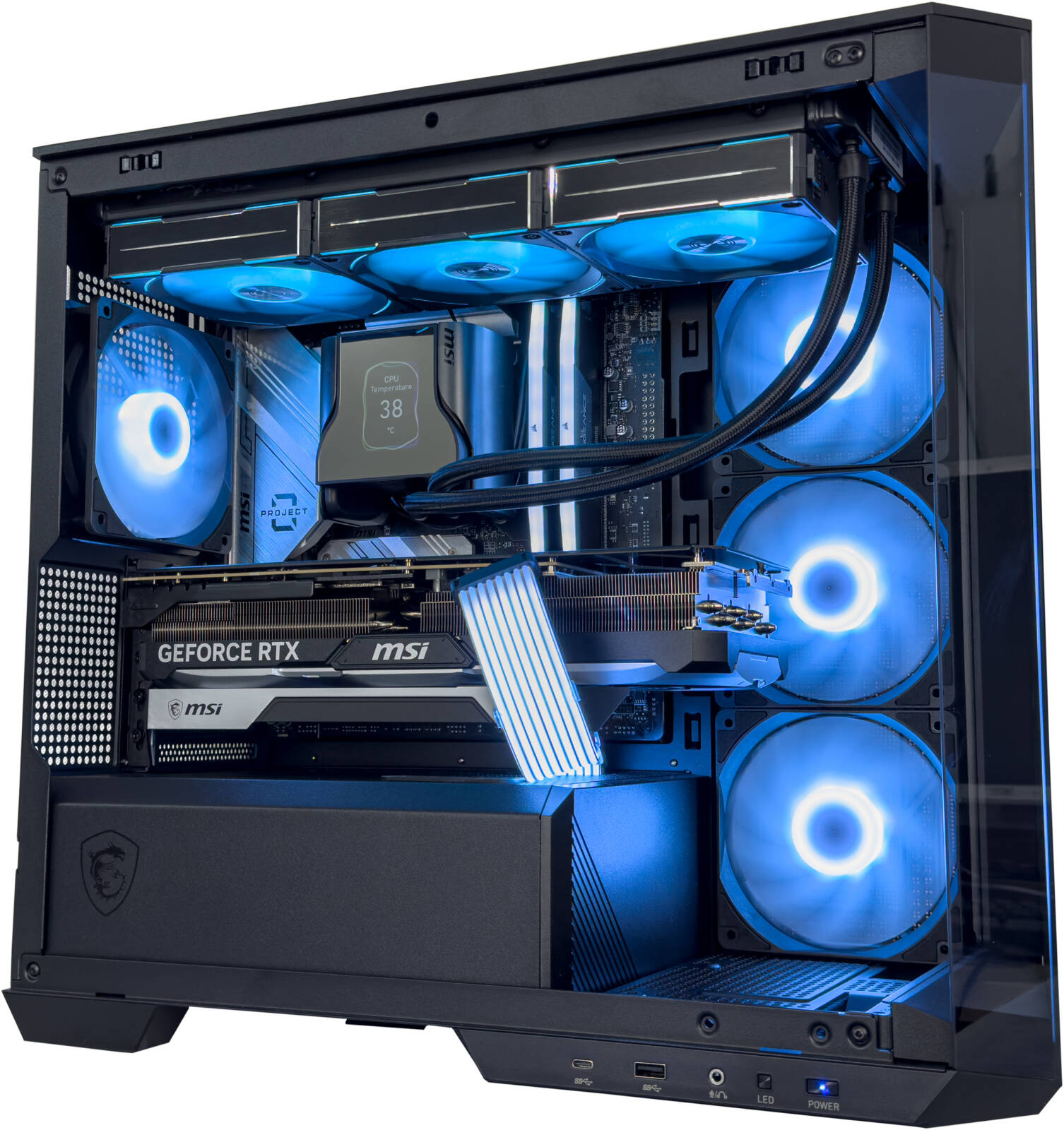 PROJECT ZERO Gaming PC - Intel Core i9-14900K 24 Cores 32 Threads, AMD Radeon RX 6900 XT 16GB, 32GB DDR5 RAM 6400MHz, 1TB SSD Gen 4, 1000W 80 PLUS Gold PSU, 360mm Liquid Cooler, Wi-Fi + BT
