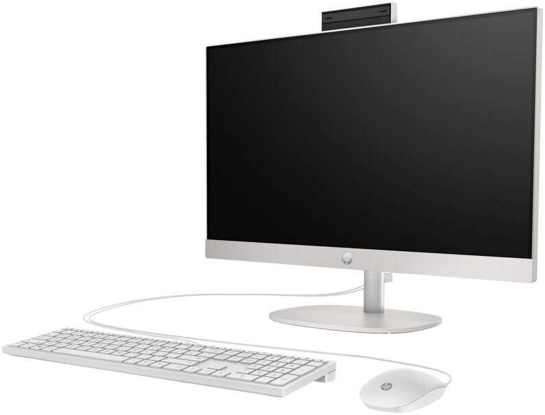 HP 24-cr1006nh All-in-One Desktop, 23.8" FHD Touch IPS Display, Intel Core Ultra 5 125U, 16GB RAM, 512GB SSD, Intel Graphics, HP 125 USB White Wired K/B & Mouse, FreeDOS, White | A0CL8EA#BH5