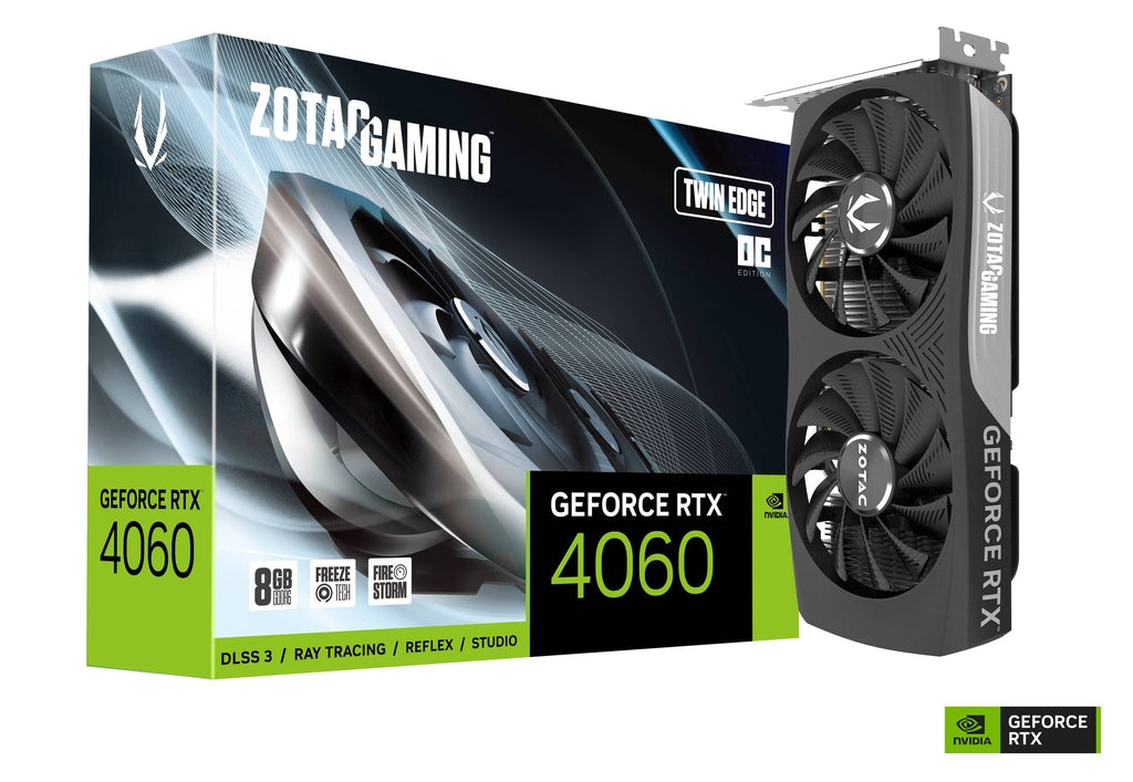 ZOTAC GAMING GeForce RTX 4060 8GB Twin Edge OC Graphics Card – GDDR6, NVIDIA DLSS 3, Ray Tracing, IceStorm 2.0 Cooling, PCIe 4.0, Compact Dual Fan Design, 3x DisplayPort 1.4a & 1x HDMI 2.1