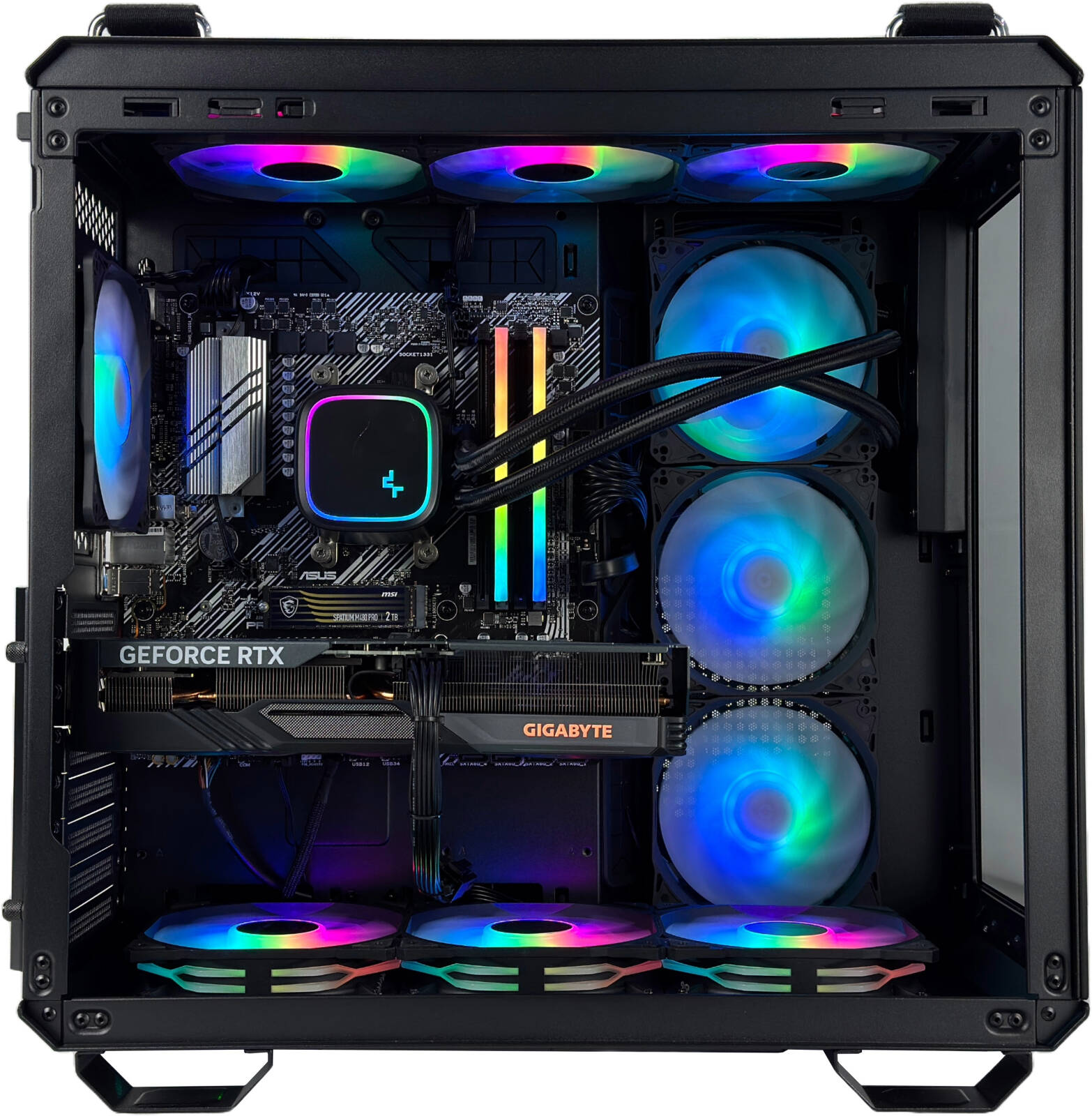 Nebula Blaze Gaming PC - Intel Core i5-14400F 10 Cores 16 Threads, NVIDIA RTX 4060 Ti 8GB, 32GB DDR4 RAM 3600MHz, 2TB SSD Gen 4, 650W 80 PLUS PSU, 240mm Liquid Cooler, Wi-Fi + BT
