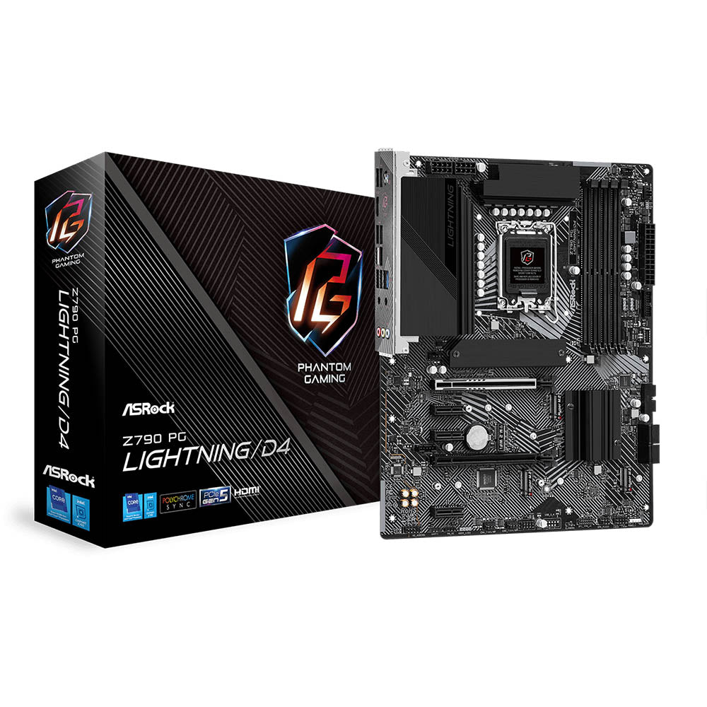 ASROCK Z790 PG Lightning/D4 ATX Motherboard – Intel 12th/13th Gen, DDR4, PCIe 5.0, 2.5G LAN, HDMI, RGB Sync