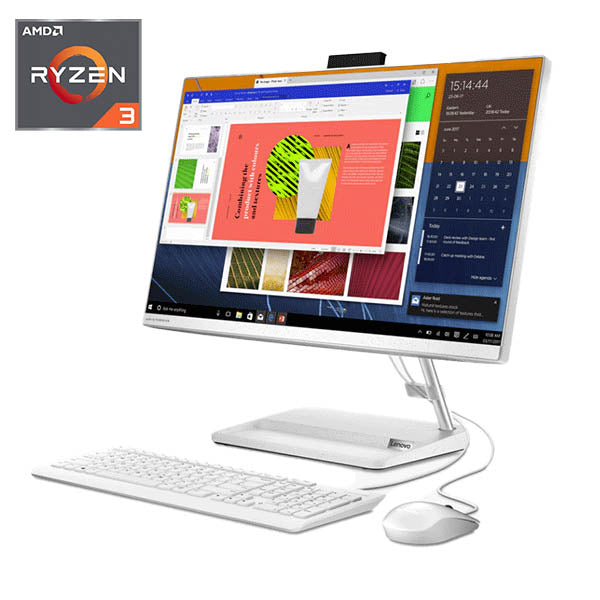 LENOVO IdeaCentre AIO 3 – AMD Ryzen 3 5300U, 4GB RAM, 256GB SSD, 23.8” FHD Display, Windows 11 Home, White