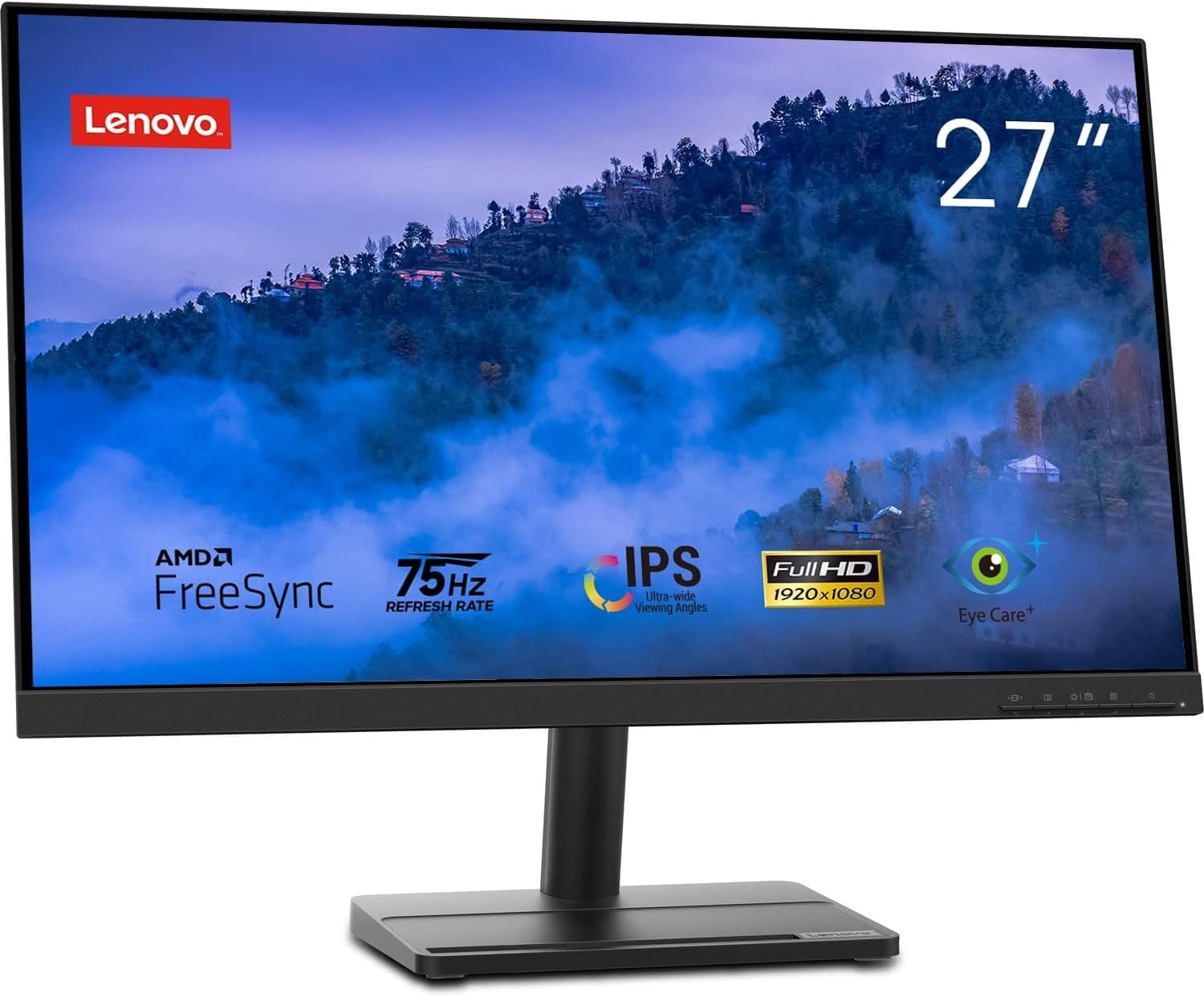 Lenovo L27e-30 (27-Inch) IPS Full HD Monitor - 75Hz, 3-Side Edgeless Design, HDMI & VGA Ports, Black