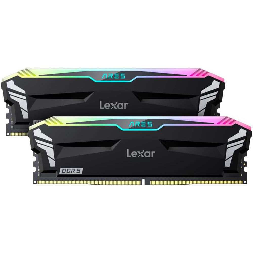 Lexar Ares 32GB DDR5 6400 CL32 1.4V Memory with heatsink and RGB lighting,Dual pack, Black Color