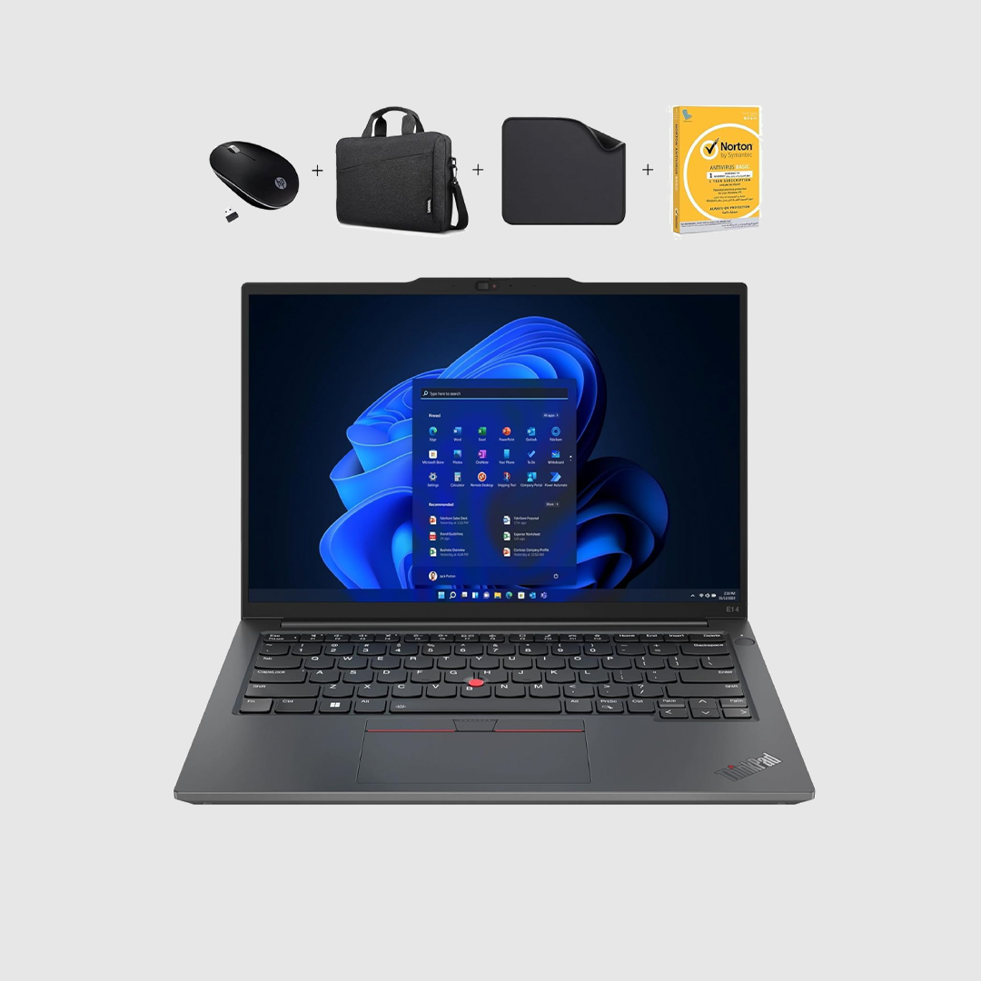 Lenovo Business Laptop ThinkPad E14 Gen 5 - FREE Wireless Mouse + Laptop Bag + Antivirus + Mouse Pad, Intel Core i5-1335U, 16GB RAM - 1TB SSD, Windows 11 Pro (Upgraded)