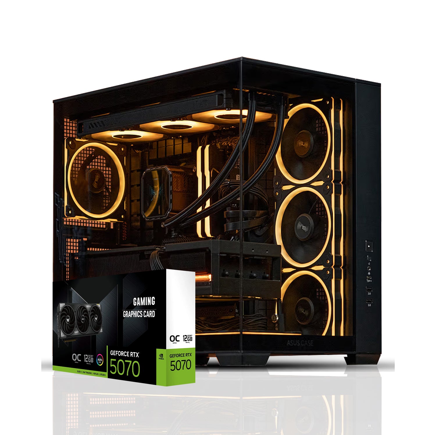 First Wave Overstrike Gaming PC – AMD Ryzen 9 9900X3D, 16,32,64GB DDR5, 12GB RTX 5070, 2TB Storage, 360mm Liquid Cooling, High-Performance RGB Gaming Rig