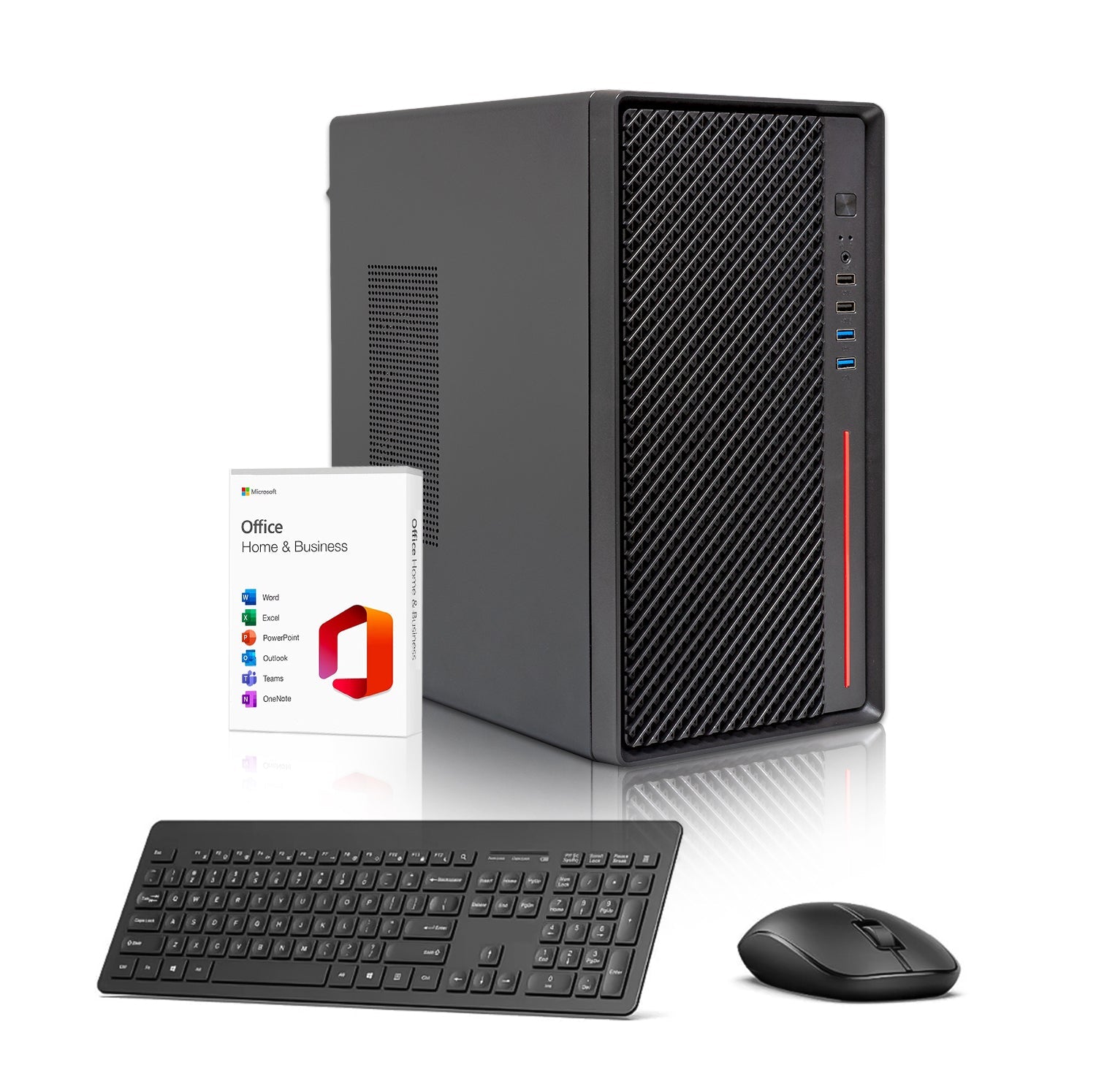 First Wave Corevia Business Desktop PC – AMD Ryzen 5 3400G, DDR4 RAM, 1TB PCIe NVMe SSD, WiFi, Windows 11 Pro, 3-Year Warranty, Includes MS Office Home & Business, Keyboard & Mouse Included