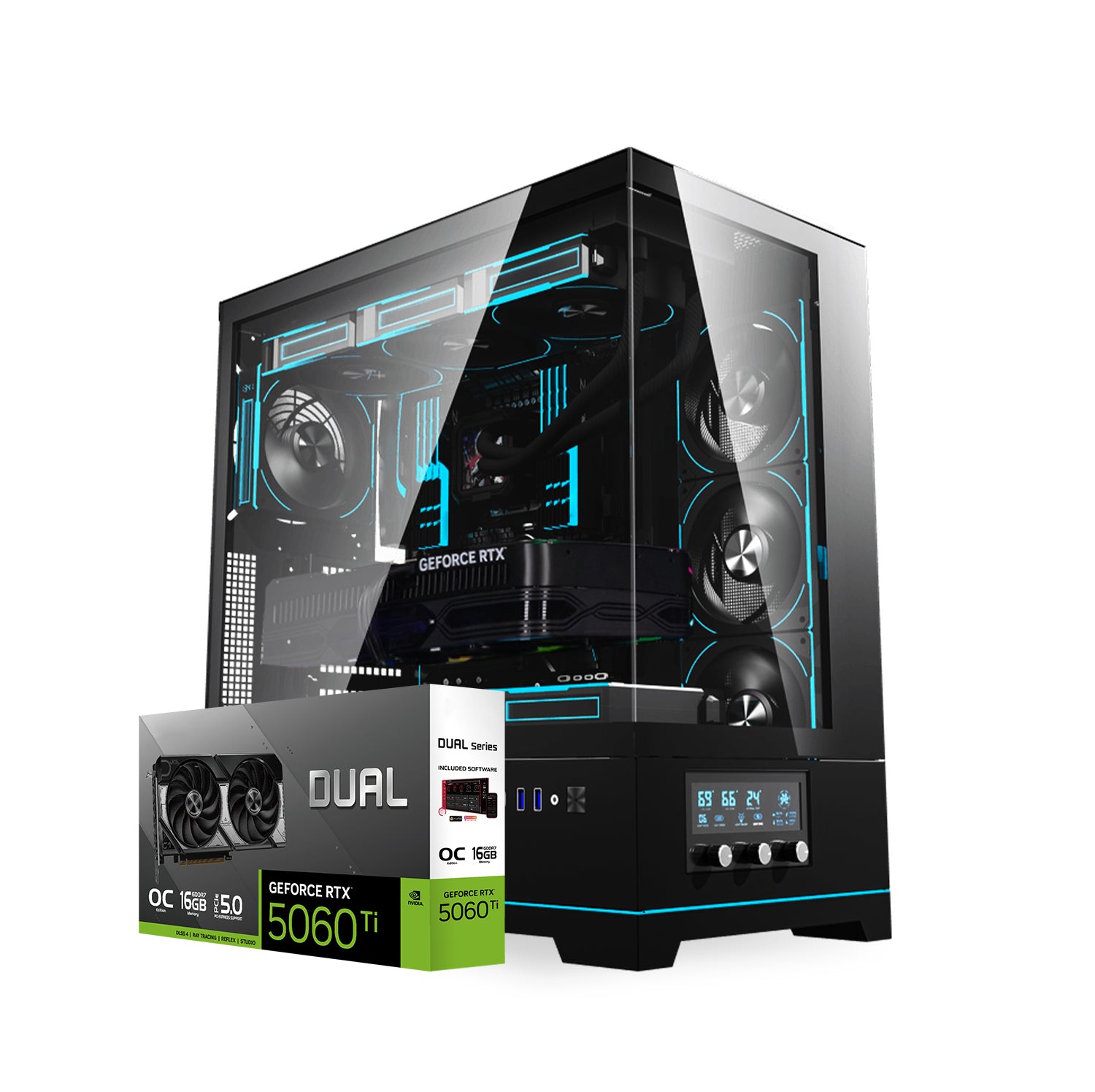 First Wave Razorstorm Gaming PC – Ryzen 7 7700X Desktop, RTX 5060 Ti   GPU, 16,32,64GB DDR5 6000MT/s RAM, 1TB NVMe Gen4 SSD + 1TB SATA SSD, 360mm Liquid Cooling, 750W Modular PSU, Tempered Glass ATX Case