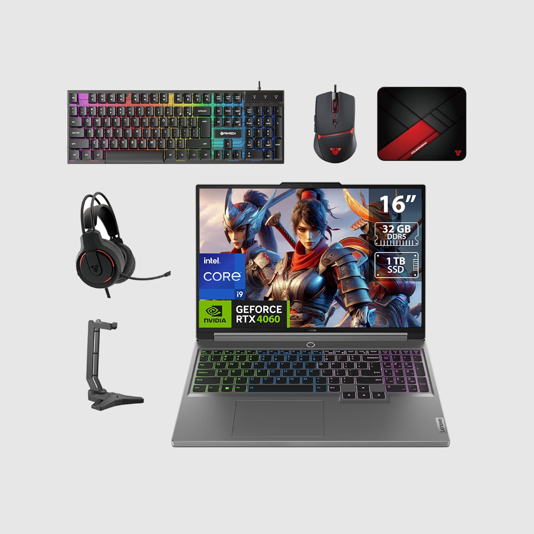 Lenovo Legion 5 Gaming Laptop (Includes Gaming Headset + Keyboard + Mouse + Mouse Pad + Headset Stand) 240Hz, 14th Gen Intel i9-14900HX, 32GB RAM, 1TB SSD, RTX 4060 8GB Graphics, Win11 Pro (Upgrade)