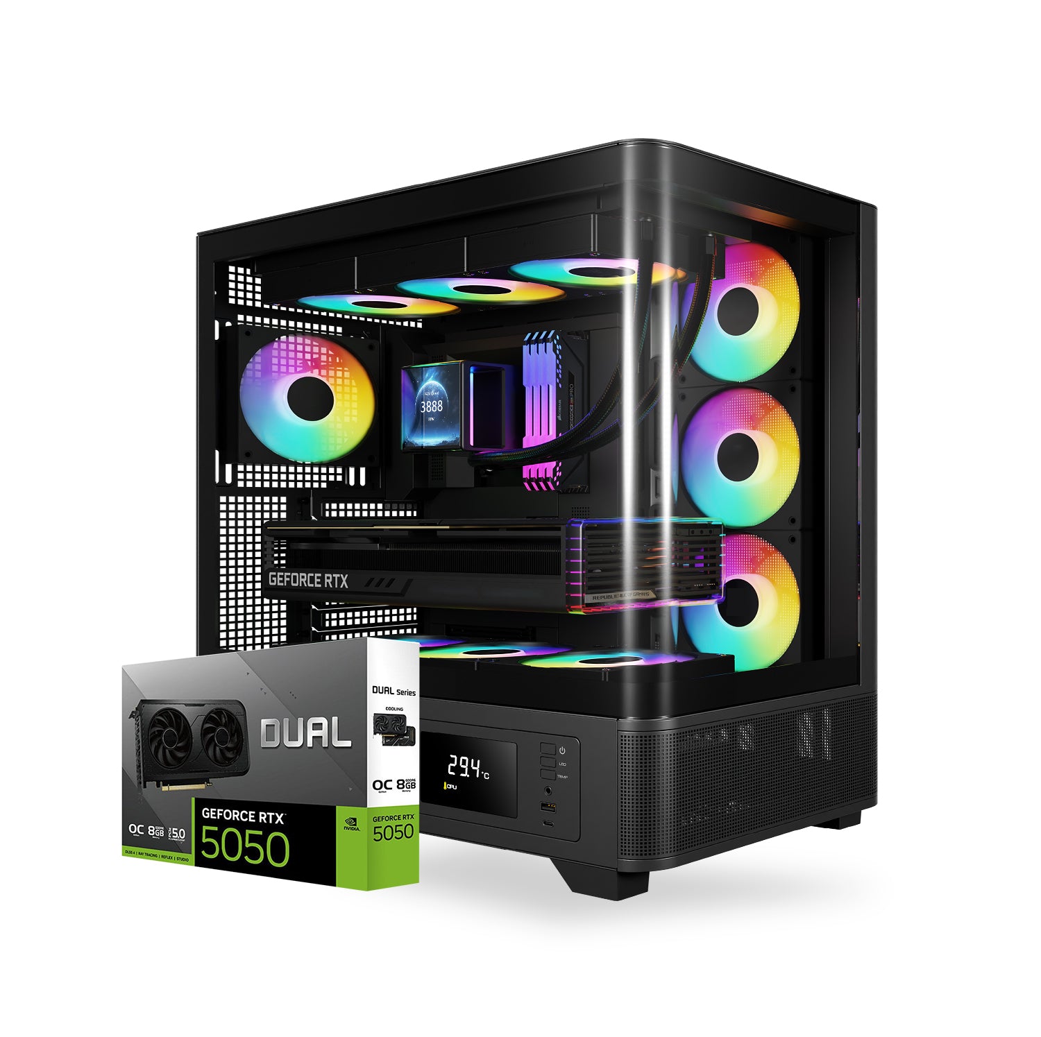 First Wave Paragon-X Gaming PC – Intel Core Ultra 7 265KF, RTX 5050 8GB, 16,32,64GB DDR5 6000MHz, 1TB NVMe Gen4 SSD, 240mm Liquid Cooler, 750W Modular PSU, Mid-Tower Gaming Case