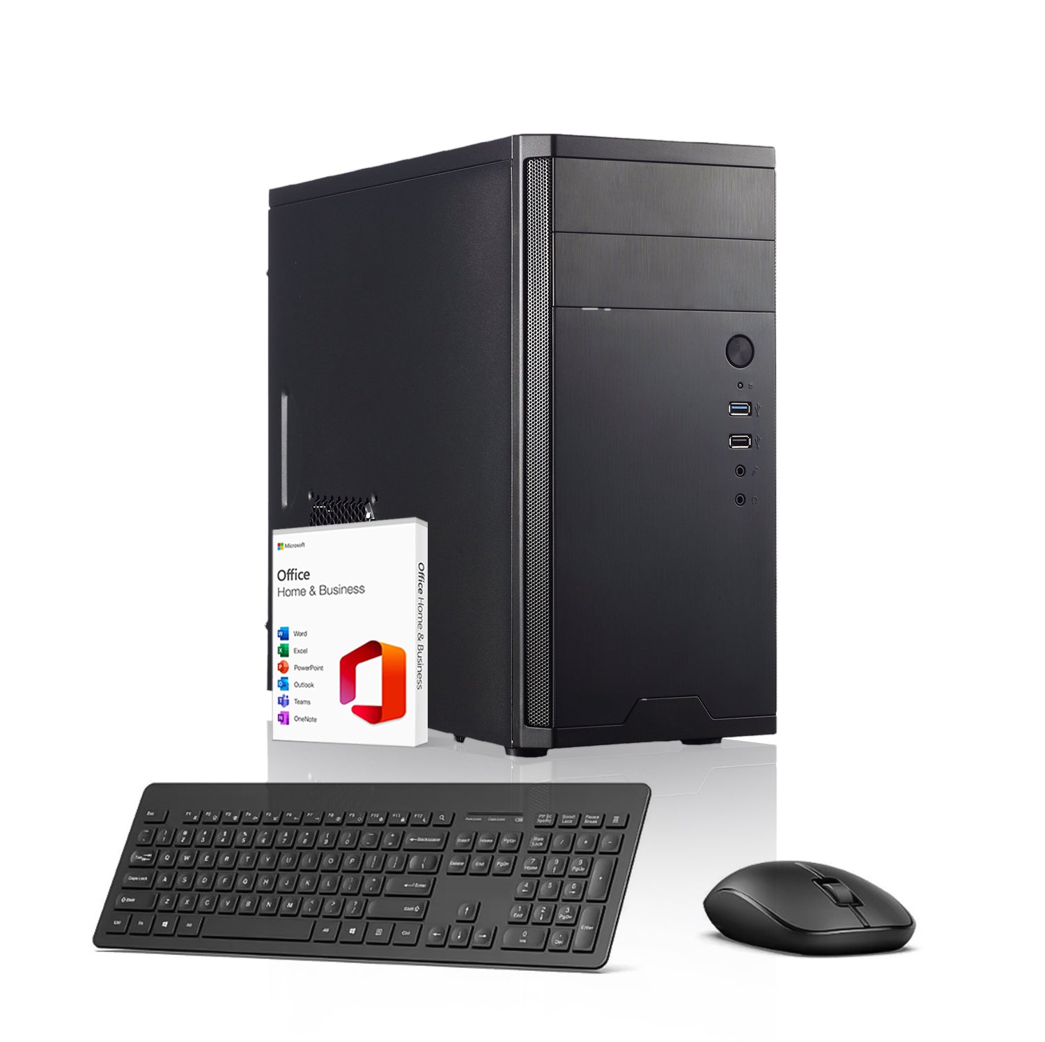 First Wave OmniWork Business Desktop PC – AMD Ryzen 7 7700 | DDR5 RAM | 1TB NVMe SSD + 1TB SATA SSD | Windows 11 Pro | 3-Year Warranty | Includes MS Office, Keyboard & Mouse - Ideal for Work