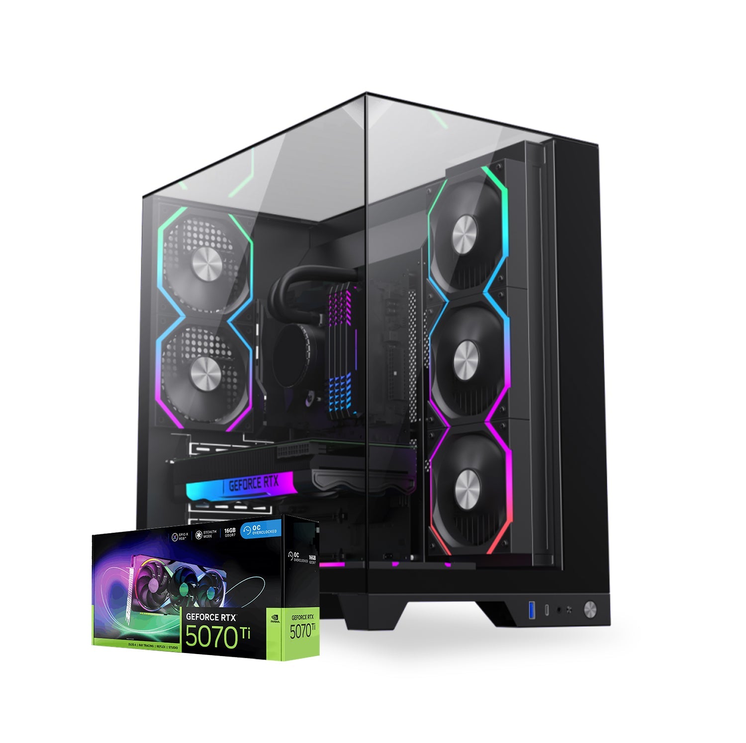 First Wave GlacierFire Gaming PC – Intel Core Ultra 9 - 285K, 16GB RTX 5070 Ti Graphics, DDR5 RGB RAM, 1TB NVMe SSD, WiFi, ARGB Cooling, Windows 11 Pro, 2Y Warranty