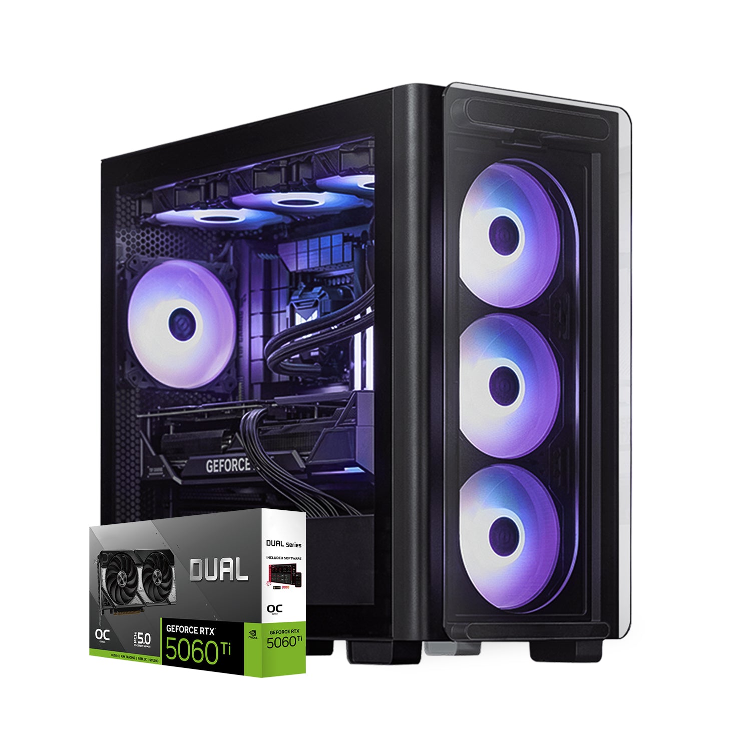First Wave SkyForge Gaming PC – Intel Core Ultra 7 265KF, RTX 5060 Ti 8GB, 16,32,64GB DDR5 6000MHz, 1TB NVMe Gen4 SSD, 240mm Liquid Cooler, 750W Modular PSU, ARGB Black Mid-Tower Gaming Case