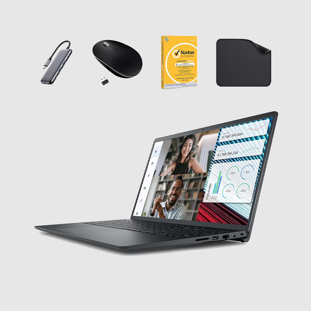 Dell Vostro 3520 Laptop (Include FREE 1st Wave 8 in 1 HUB + Wireless Mouse + Antivirus + Mouse Pad) 15.6" FHD, 12th Gen Intel Core i7-1255U, 16GB RAM, 1TB SSD, Win 11 Pro (Upgrade)