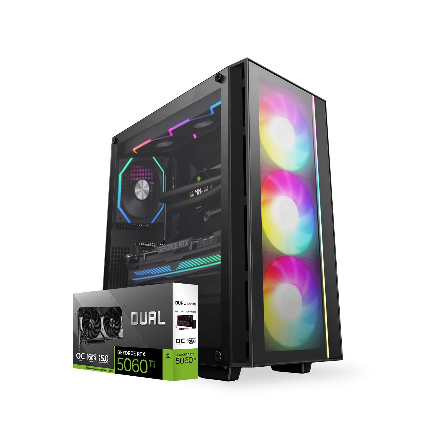 First Wave CycloneX Gaming PC – Intel Core Ultra 5 - 245KF, 16GB RTX 5060 Ti Graphics, DDR5 RGB RAM, 1TB NVMe SSD , WiFi, ARGB Cooling, Windows 11 Pro, 2Y Warranty