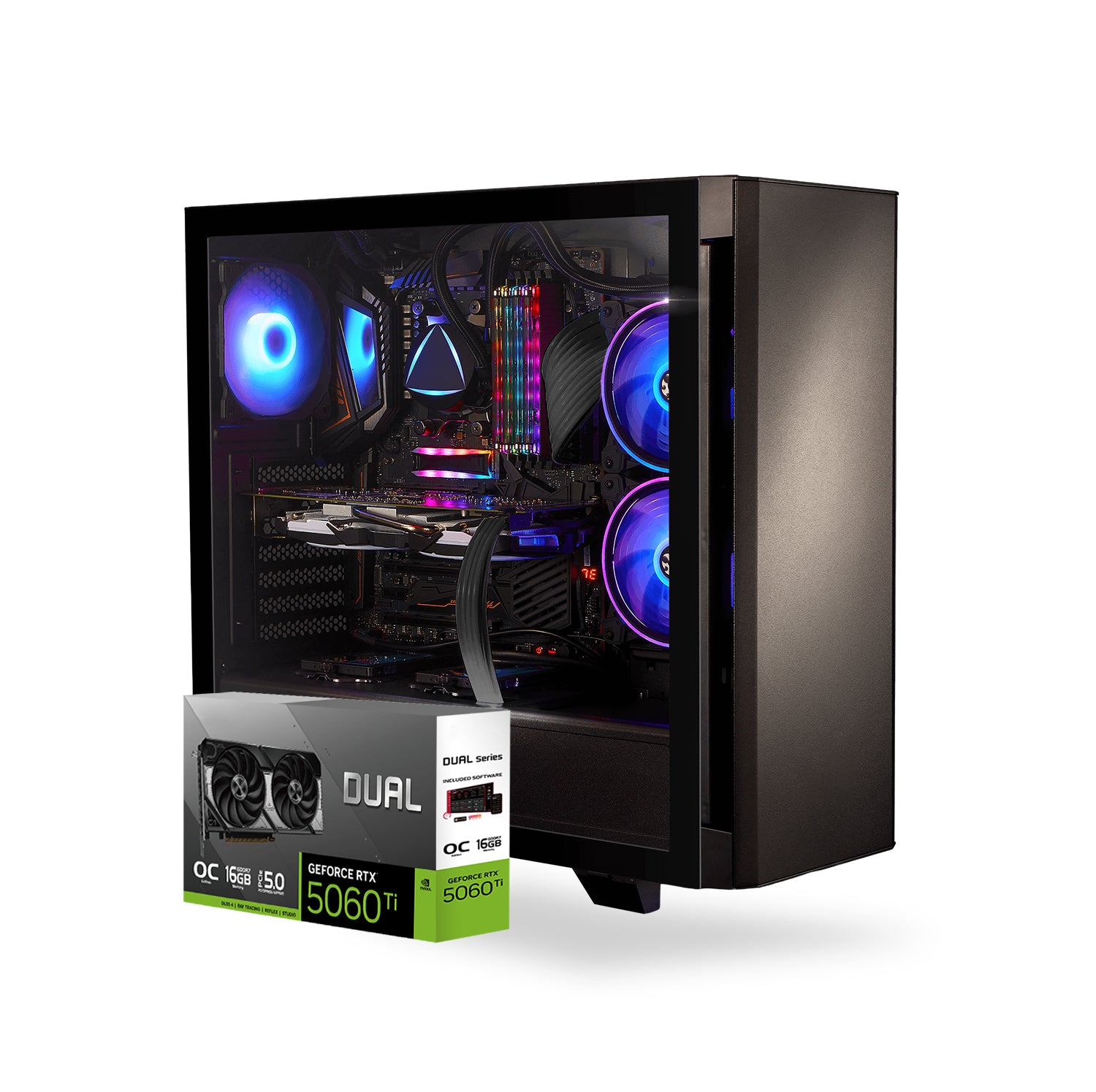 First Wave Cybershadow Gaming PC – Intel Core Ultra 5 245KF, RTX 5060 Ti  , 16,32,64GB DDR5 6000MHz, 1TB NVMe Gen4 SSD, 240mm Liquid Cooler, 750W Modular PSU, Black Mid-Tower Gaming Case