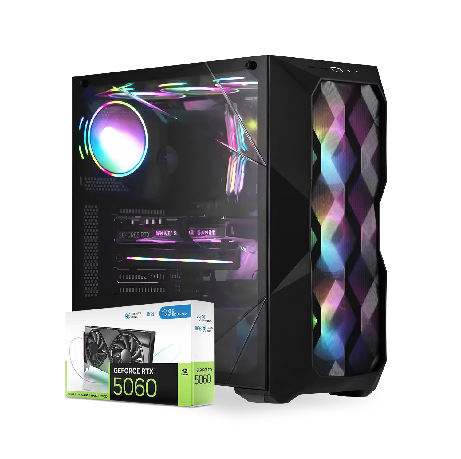 First Wave Stormcaller Gaming PC, Intel Core i7 14th Gen, RTX 5060 8GB,  16,32,64GB DDR5 RAM, 1TB NVMe Gen4 SSD, Liquid Cooled, High Airflow Case, 750W Modular PSU