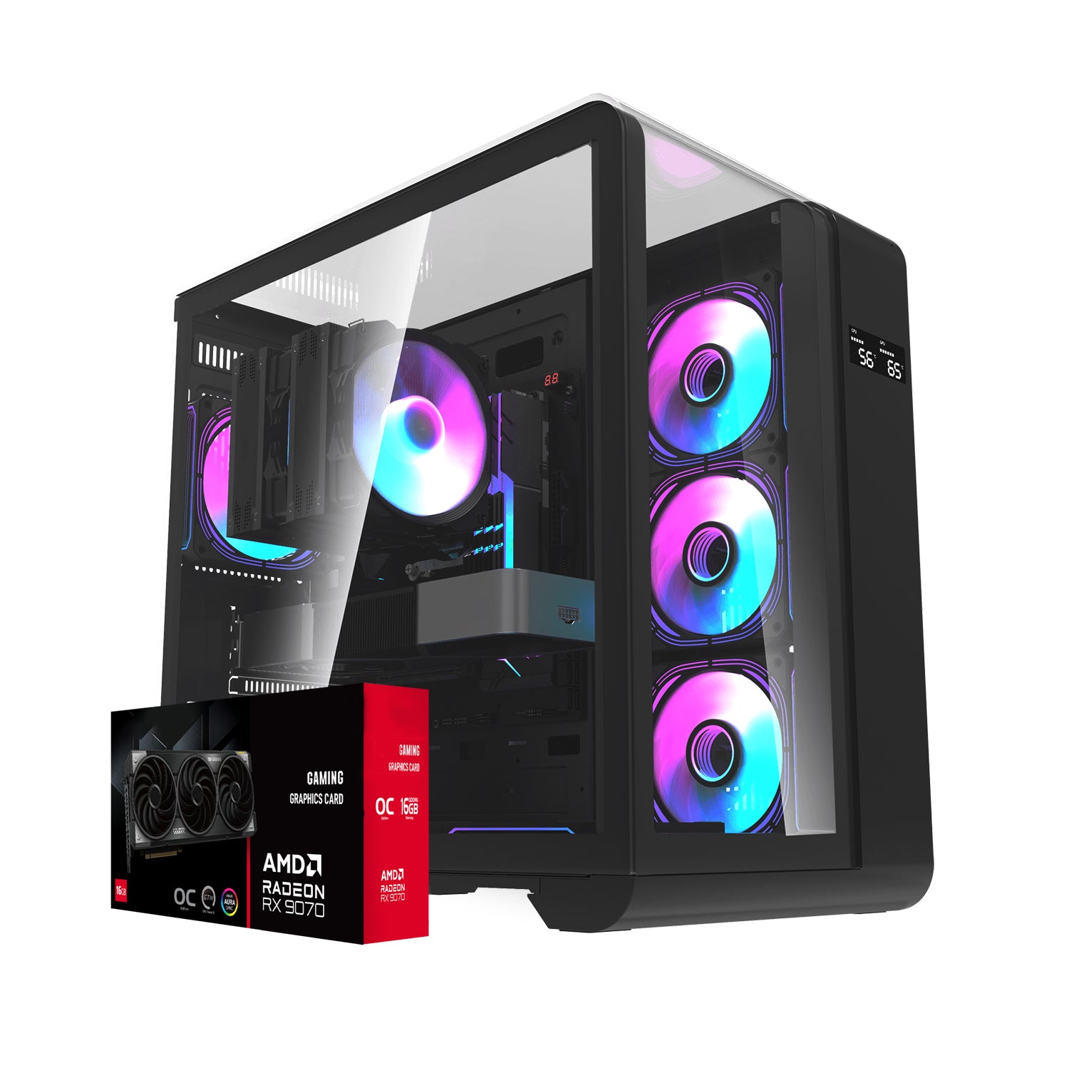 First Wave Vengeance Gaming PC – AMD Ryzen 9 9900X, 16,32,64GB DDR5,   RX 9070, 2TB Storage, 360mm Liquid Cooling, High-Performance RGB Gaming Rig