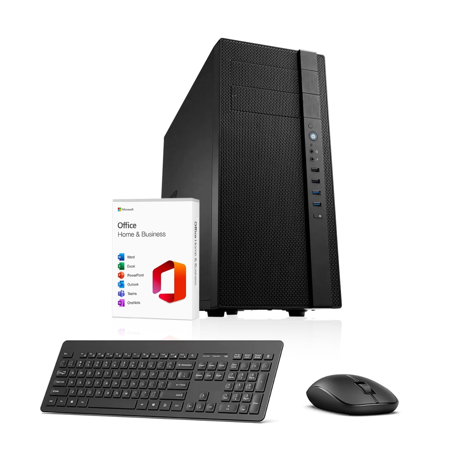 First Wave Effiniti Business Desktop PC – AMD Ryzen 3 4300G, DDR4 RAM, 1TB NVMe SSD, WiFi, Windows 11 Pro, 3-Year Warranty, Includes MS Office Home & Business, Keyboard & Mouse | Ideal for Office