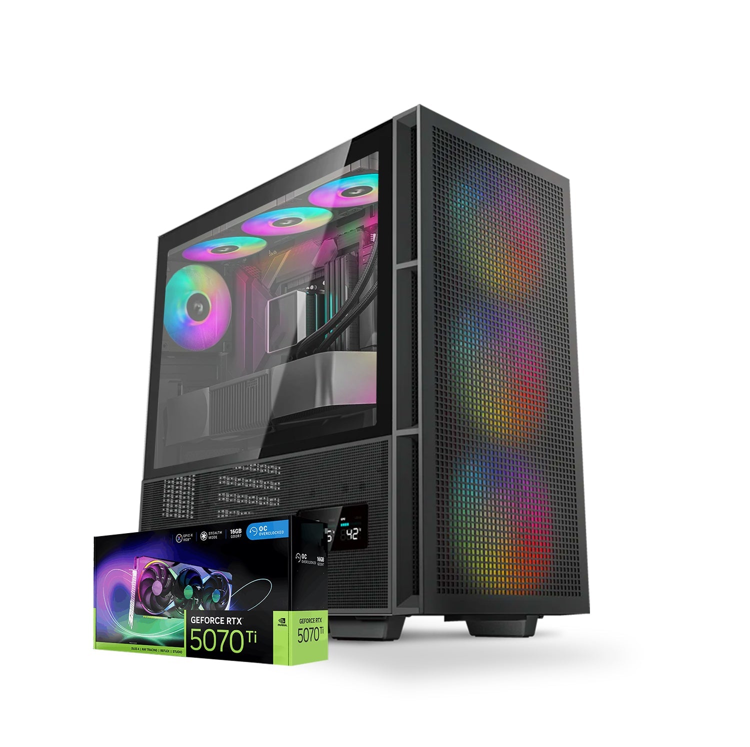 First Wave NightTitan Gaming PC – Intel Core Ultra 9 - 285K, 16GB RTX 5070 Ti Graphics,DDR5 RGB RAM, 1TB NVMe SSD, WiFi, ARGB Cooling, Windows 11 Pro, 2Y Warranty