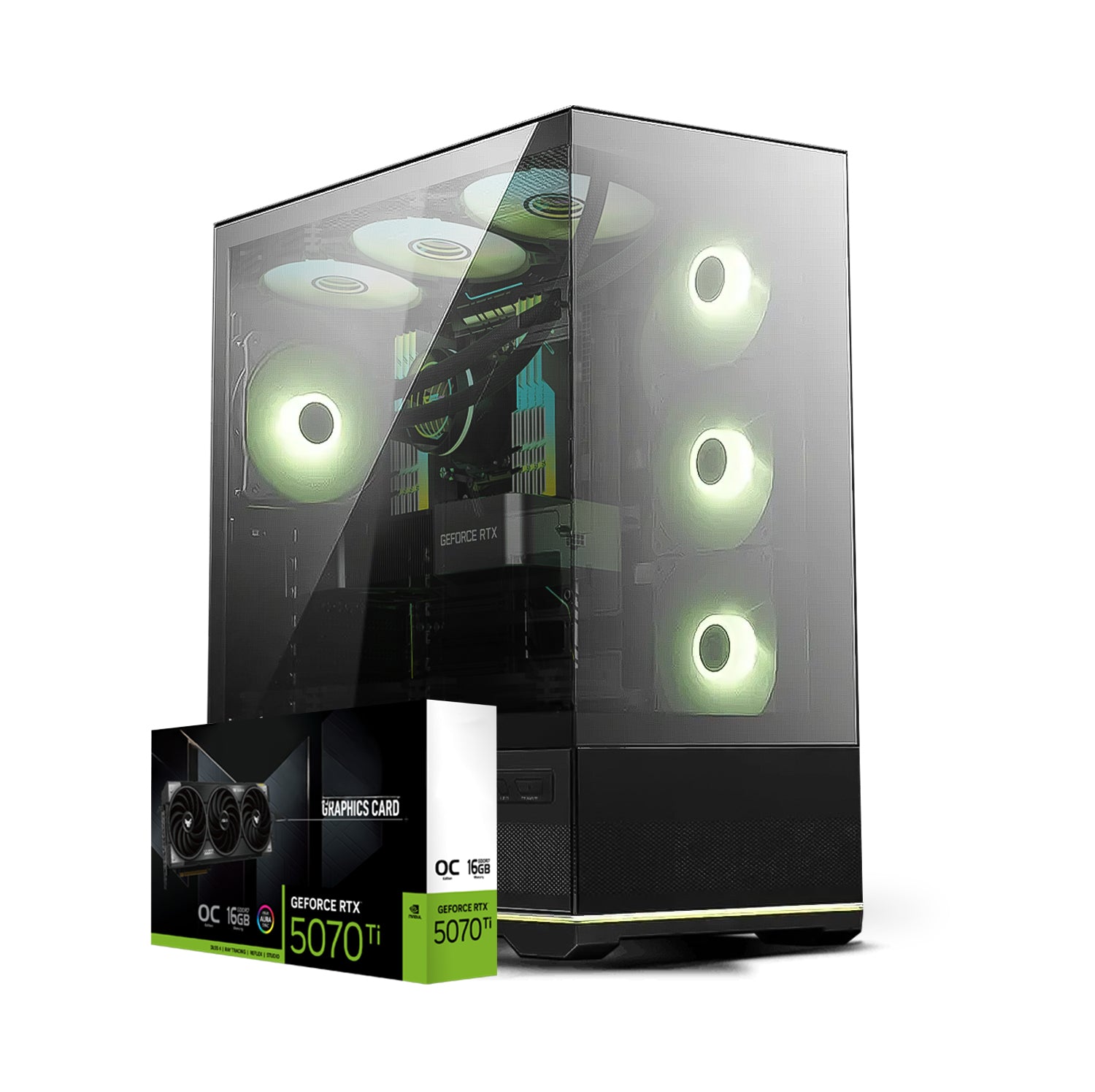 First Wave Chaos Gaming PC – Intel Core i9-14th Gen, RTX 5070 Ti 8GB, 16,32,64GB DDR5 6000MHz, 1TB NVMe Gen4 SSD, 360mm Liquid Cooler, 850W Fully Modular PSU, Mid Tower Black Gaming Case