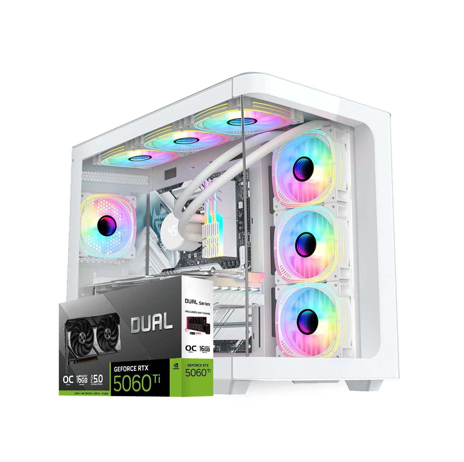 First Wave FluxBladeX Gaming PC – AMD Ryzen 7-9800X3D, 16GB RTX 5060 Ti Graphics, DDR5 RGB RAM, 1TB NVMe SSD, WiFi, ARGB Cooling, Windows 11 Pro, 2Y Warranty