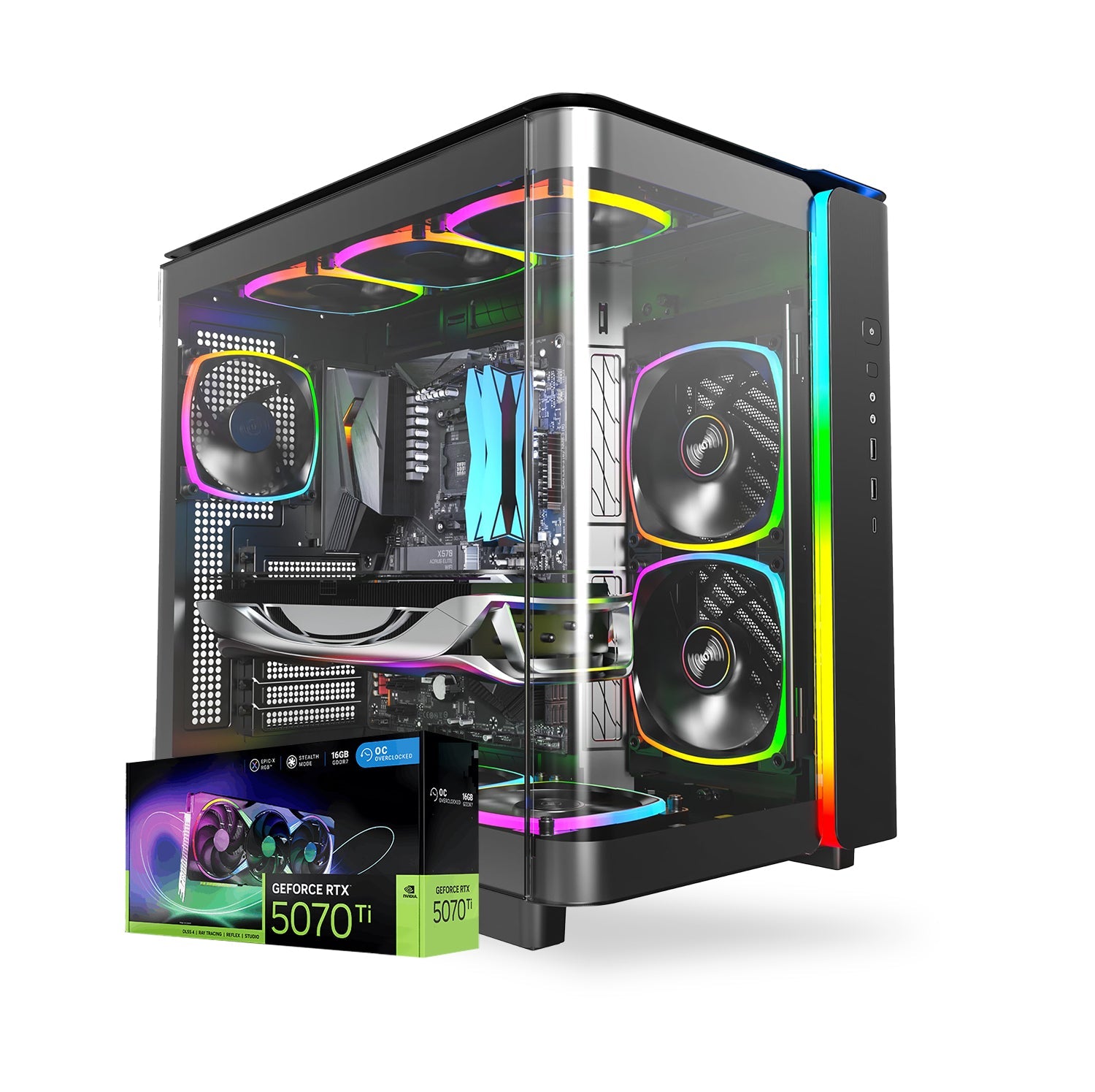 First Wave NovaFlux Gaming PC – Intel Core Ultra 9 - 285K, 16GB RTX 5070 Ti Graphics, DDR5 RGB RAM, 2TB SSD (1TB NVMe + 1TB SATA), WiFi, ARGB Cooling, Windows 11 Pro, 2Y Warranty