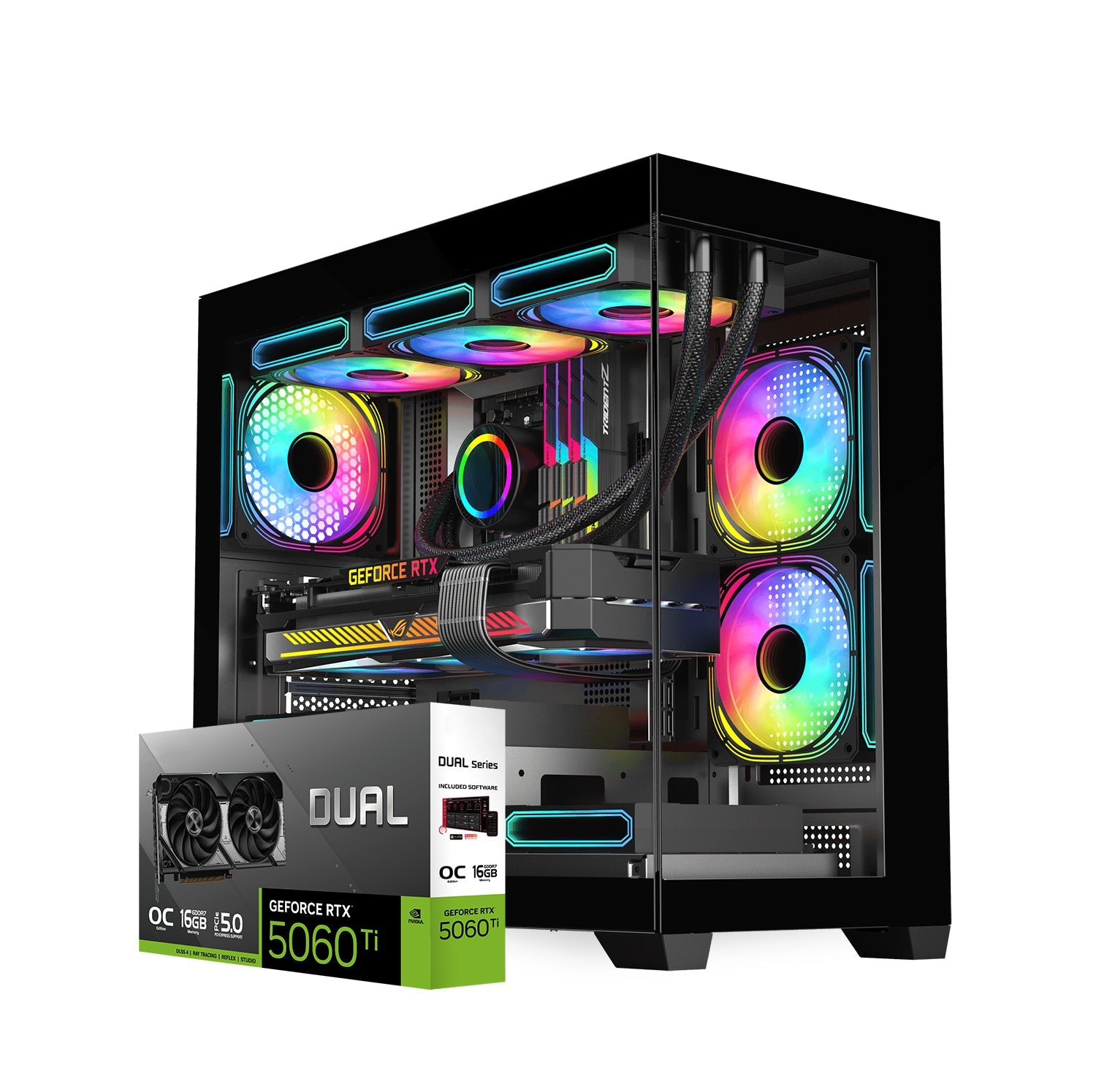 First Wave AeroRift Gaming PC – Intel Core Ultra 7 - 265KF, 16GB RTX 5060 Ti Graphics, DDR5 RGB RAM, 2TB SSD (1TB NVMe + 1TB SATA) , WiFi, ARGB Cooling, Windows 11 Pro, 2Y Warranty