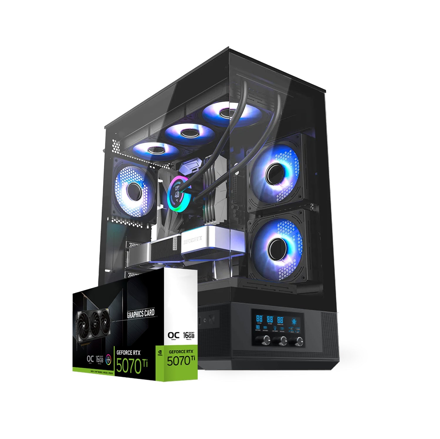 First Wave NightReaper Gaming PC – AMD Ryzen 9-9900X, 12GB RTX 5070 ARGB OC Graphics, DDR5 RGB RAM, 1TB NVMe SSD, WiFi, ARGB Cooling, Windows 11 Pro, 2Y Warranty