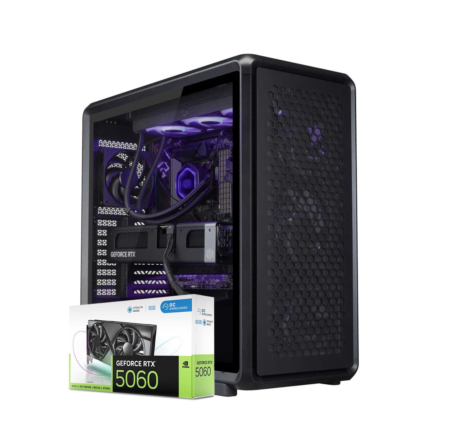 First Wave Ironclad Gaming PC – Intel Core i5-14th Gen, RTX 5060 8GB, 16,32,64GB DDR5 6000MHz RGB, 1TB NVMe Gen4 SSD, ASUS PRIME B760M-A WiFi, 240mm Liquid Cooler, 750W Modular PSU, XPG Starker Black Mid-Tower Case