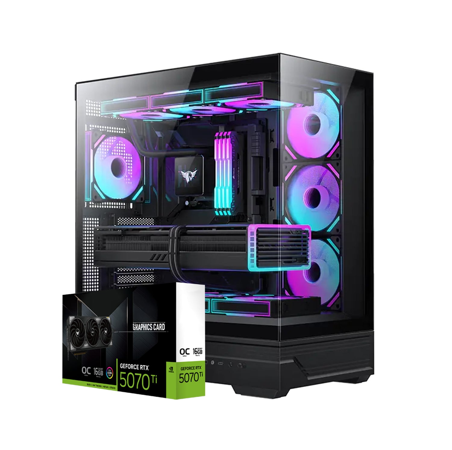 First Wave Warcry Gaming PC – Intel Core i9-14th Gen, RTX 5070 Ti 8GB, 16,32,64GB DDR5 6000MHz, 1TB NVMe Gen4 SSD, 360mm Liquid Cooler, Fully Modular PSU, Black/White Gaming Case