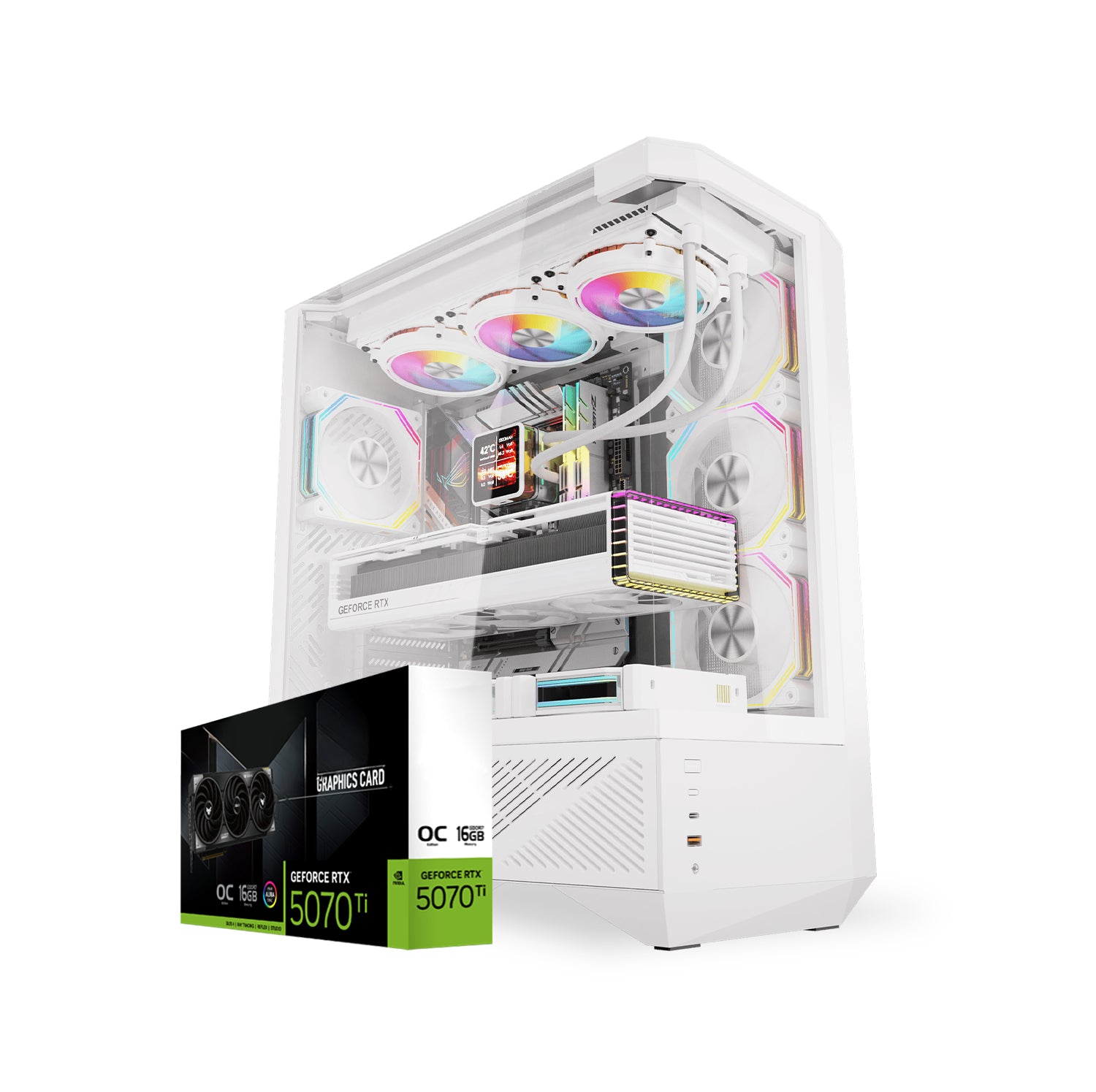 First Wave Frostburn Gaming PC – Intel Core i9-14th Gen, RTX 5070 Ti 8GB, 16,32,64GB DDR5 6000MHz, 1TB NVMe Gen4 SSD, 360mm Liquid Cooler, 850W Fully Modular PSU, White Tower Gaming Case