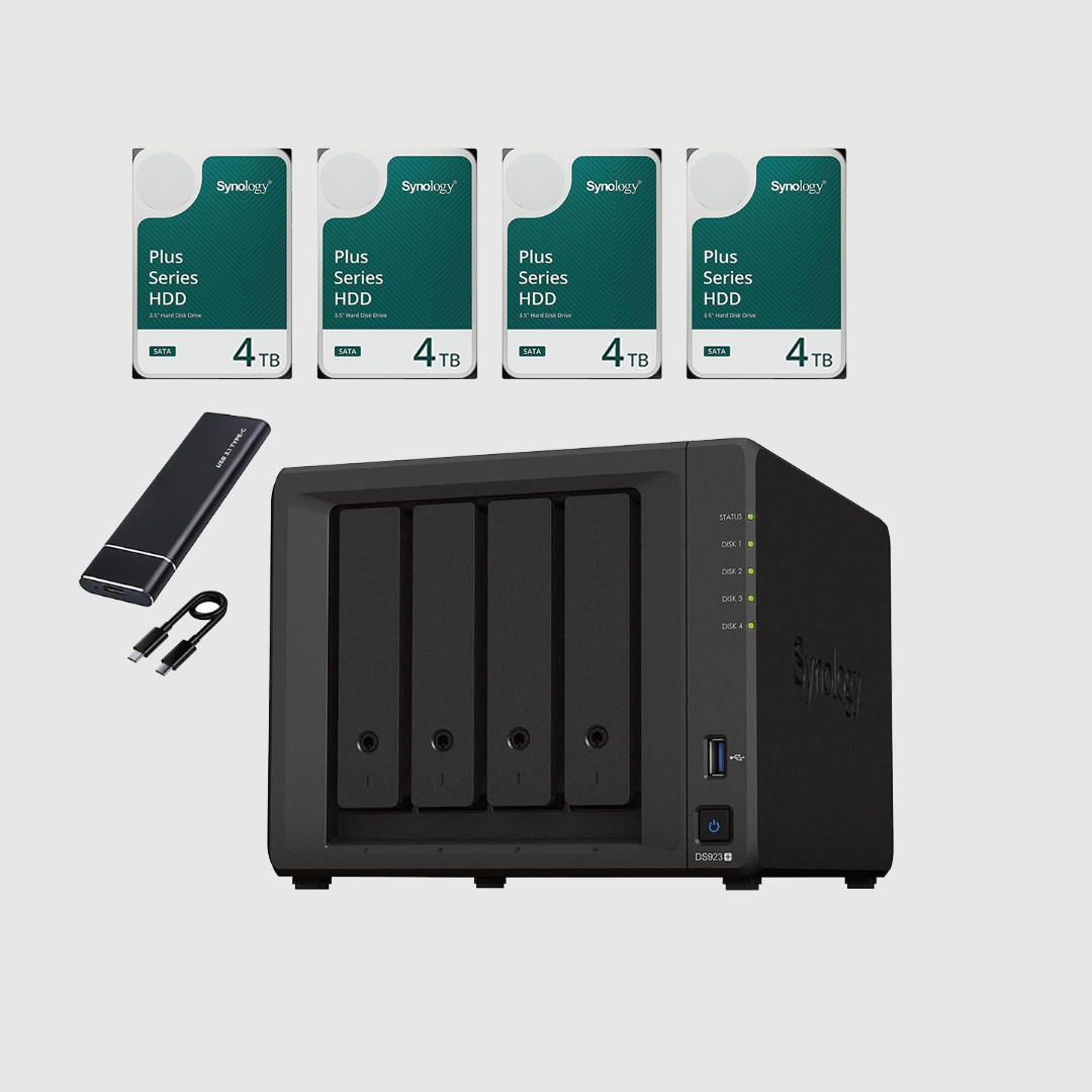 Synology DS923+ NAS Server Bundle 4 Bay (16GB RAM, 16TB Storage