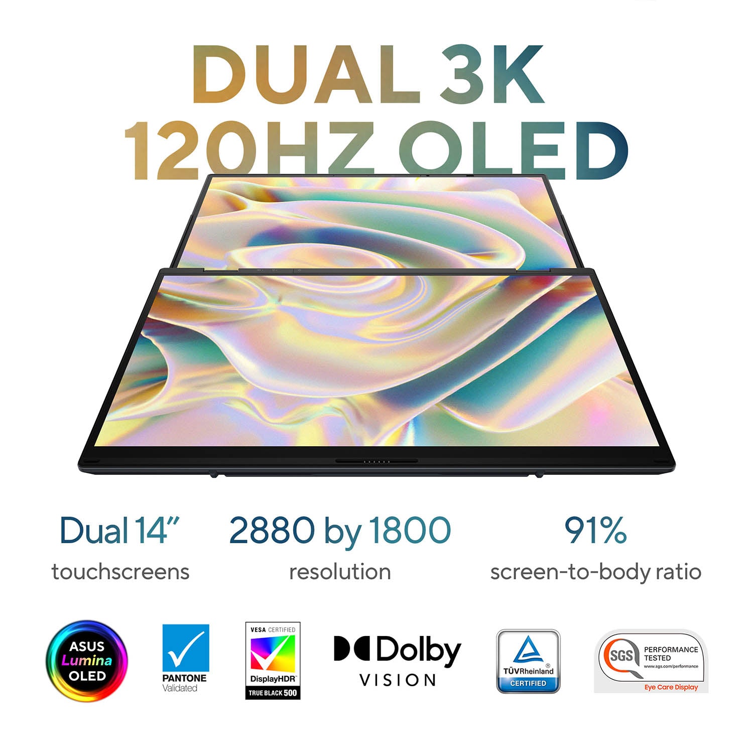 ASUS Zenbook Duo OLED (Intel ULTRA 7 155H, 16GB RAM, 1TB SSD, 14" 3K OLED Touch Display), Dual-Screen, Windows 11, 2-Year Warranty