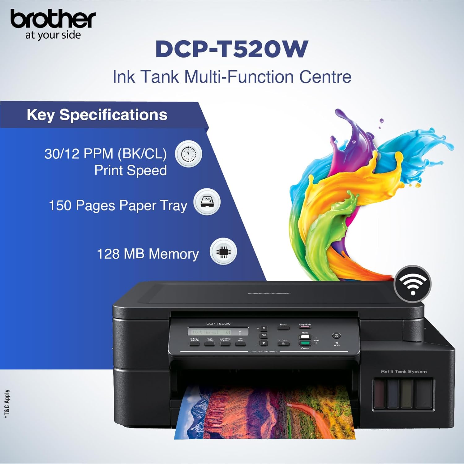 Brother Wireless All-In-One Ink Tank Printer (DCP-T520W)