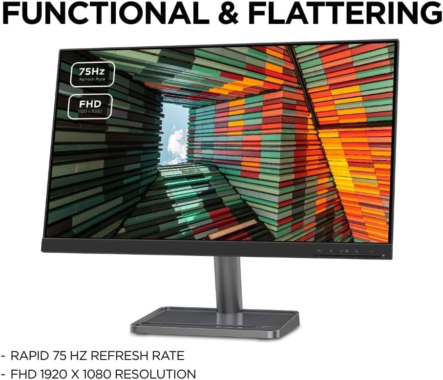 Lenovo L27e-30 (27-Inch) IPS Full HD Monitor - 75Hz, 3-Side Edgeless Design, HDMI & VGA Ports, Black