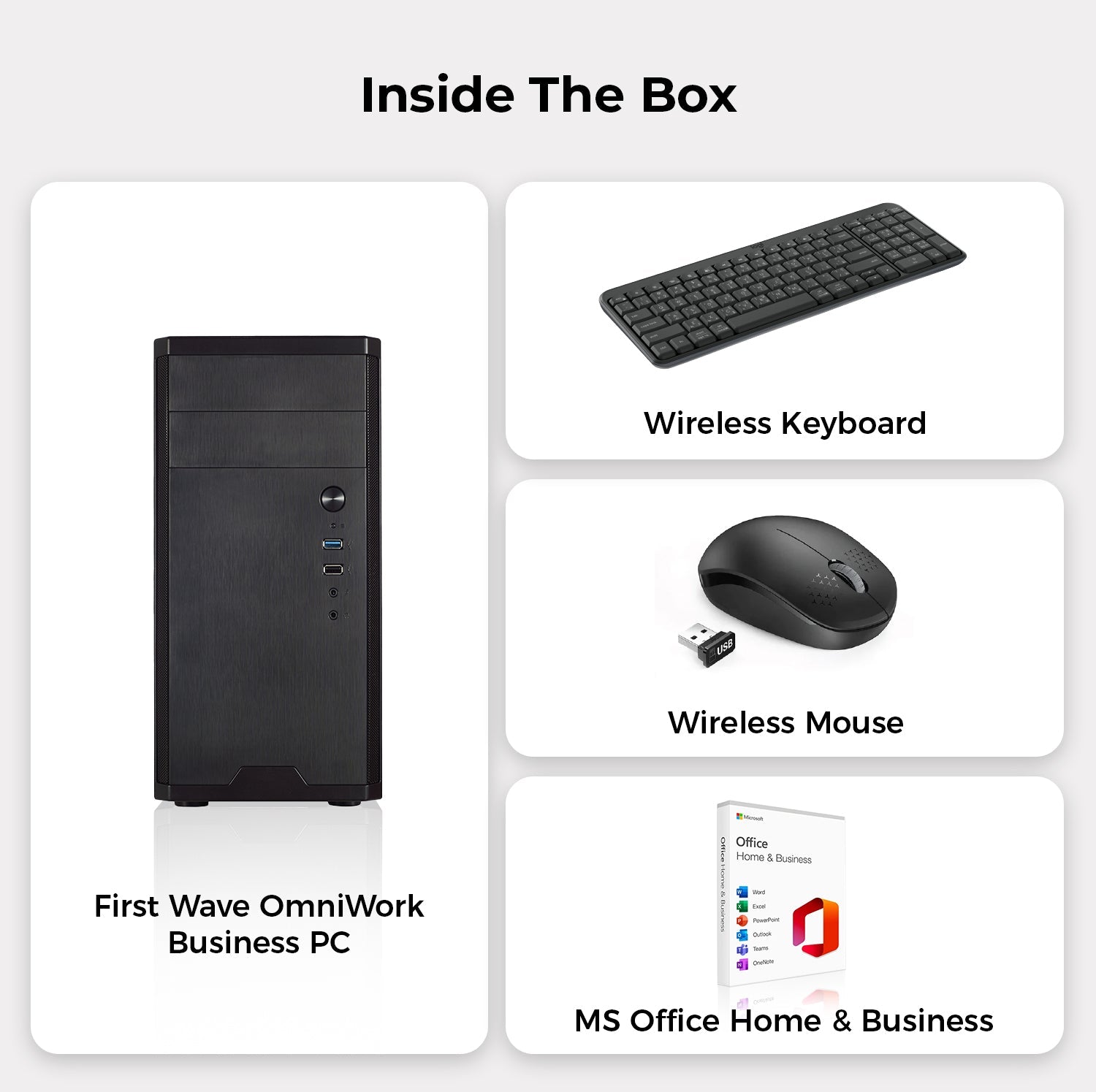 First Wave OmniWork Business Desktop PC – AMD Ryzen 7 7700 | DDR5 RAM | 1TB NVMe SSD + 1TB SATA SSD | Windows 11 Pro | 3-Year Warranty | Includes MS Office, Keyboard & Mouse - Ideal for Work