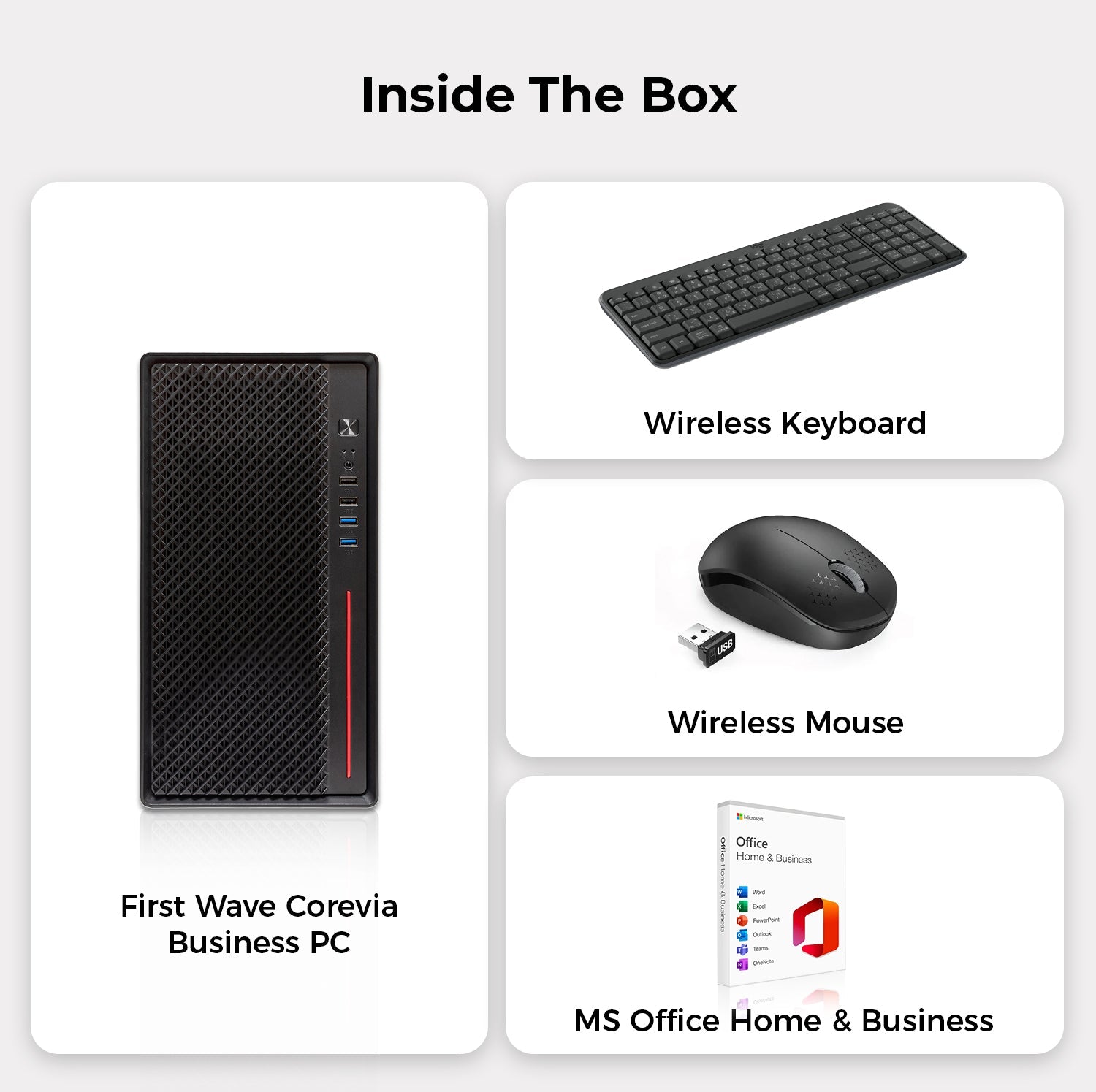 First Wave Corevia Business Desktop PC – AMD Ryzen 5 3400G, DDR4 RAM, 1TB PCIe NVMe SSD, WiFi, Windows 11 Pro, 3-Year Warranty, Includes MS Office Home & Business, Keyboard & Mouse Included