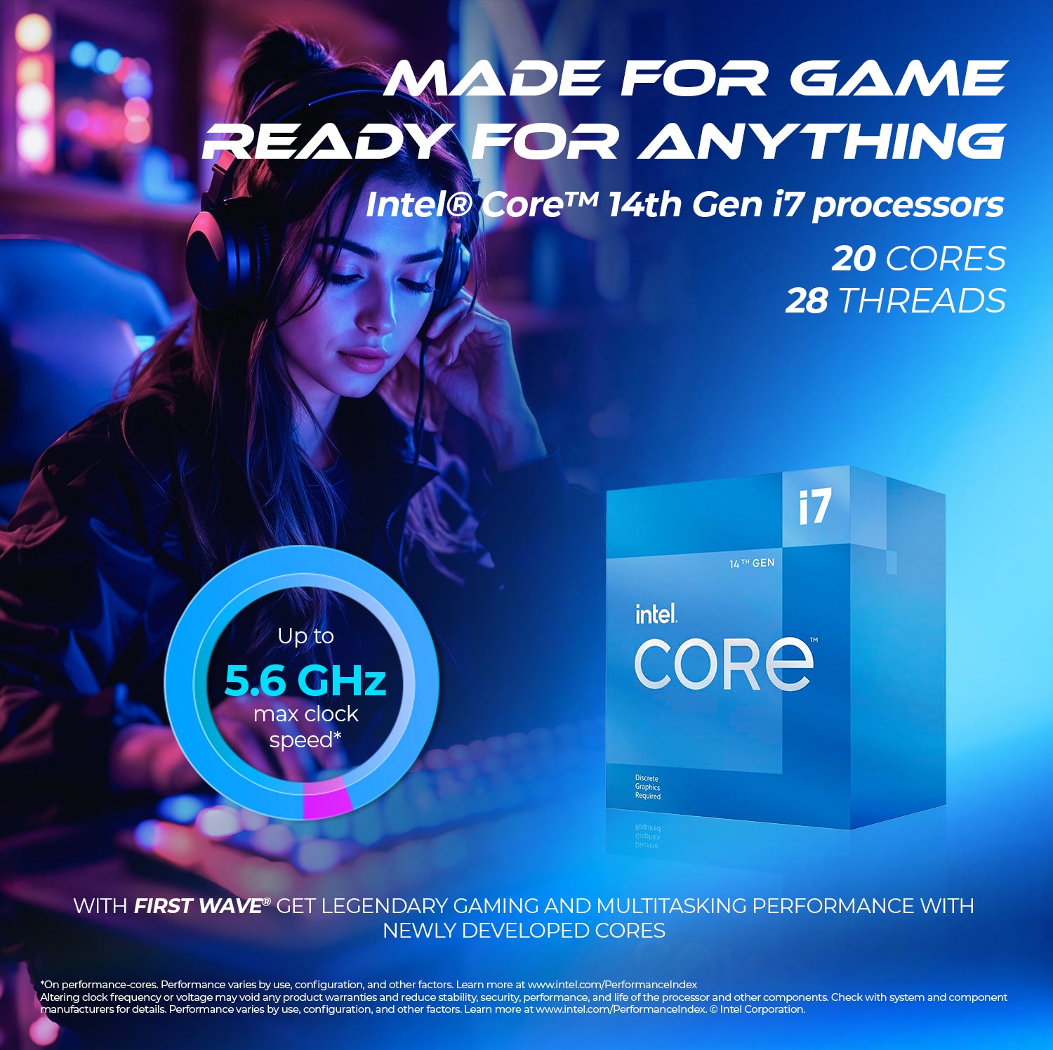 First Wave Havoc Gaming PC – Intel Core i7 14th Gen, RTX 5060 8GB, 16,32,64GB DDR5 6000MHz, 1TB NVMe Gen4 SSD + 1TB SATA SSD, 240mm Liquid Cooler, 750W Modular PSU, Black/White Gaming Case