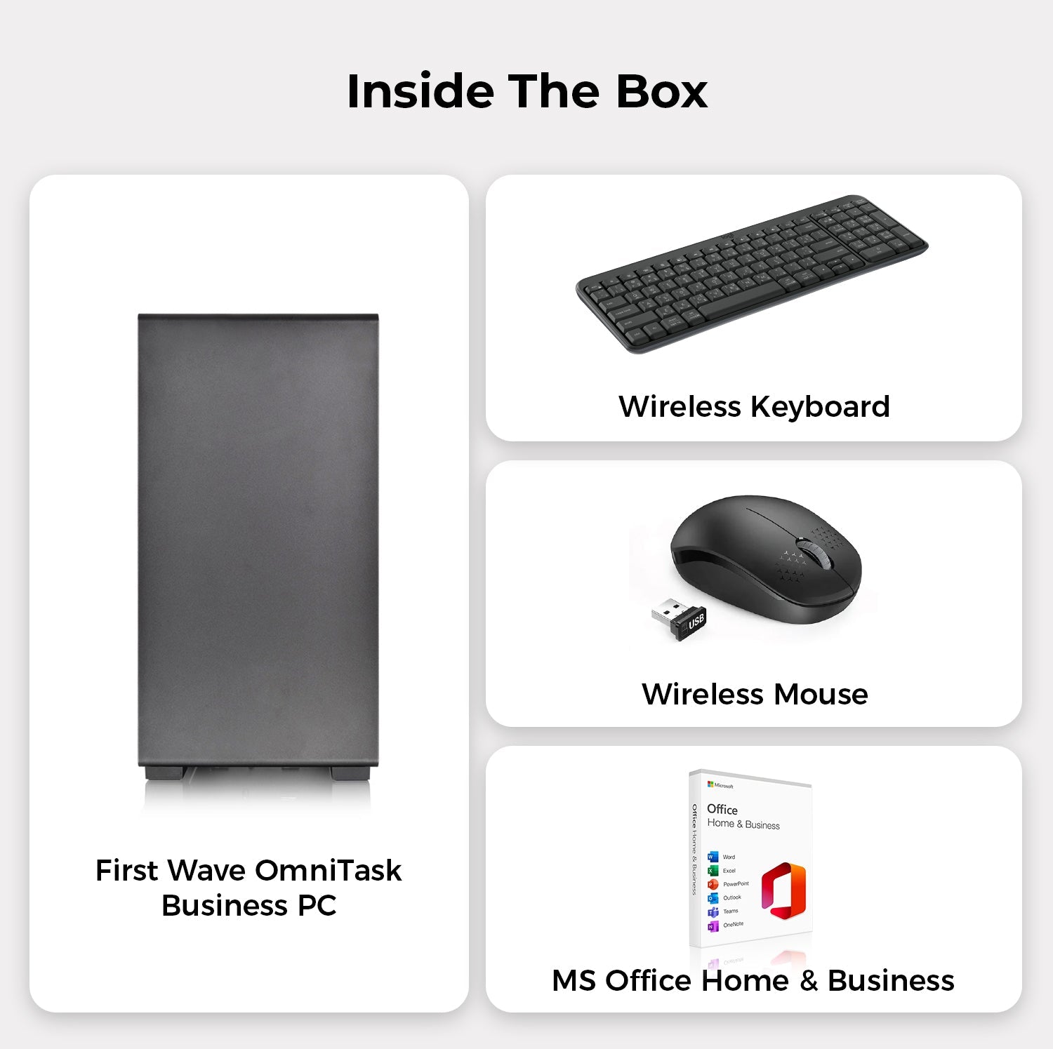 First Wave OmniTask Business Desktop PC – AMD Ryzen 5 5600G | DDR5 RAM | 1TB NVMe SSD + 1TB SATA SSD | WiFi | Windows 11 Pro | 3–Year Warranty | Include MS Office, Keyboard & Mouse