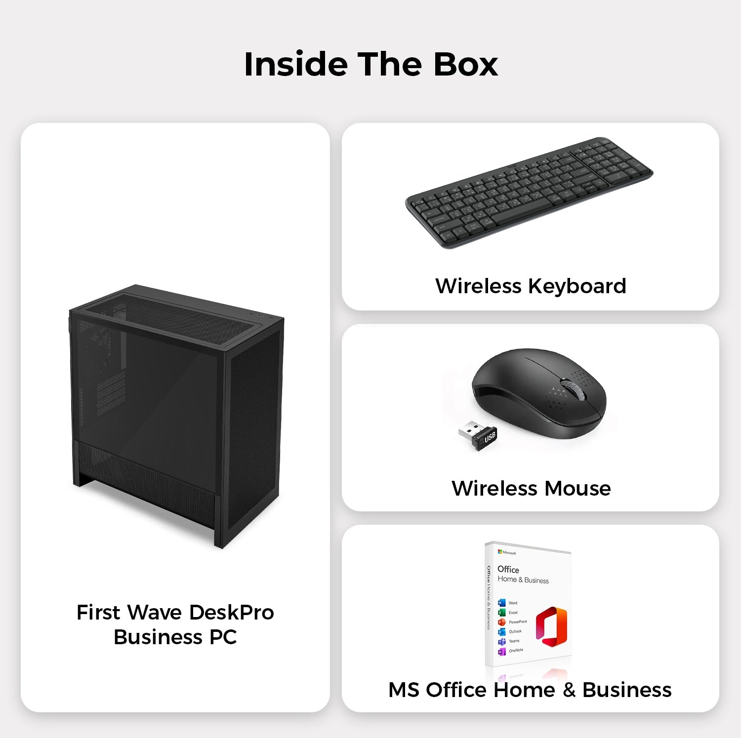 First Wave DeskPro Business Desktop PC – 14th Gen Intel i5-14400 | DDR5 RAM | 1TB NVMe SSD + 1TB SATA SSD | WiFi | Windows 11 Pro | 3–Year Warranty | Include MS Office, Keyboard & Mouse