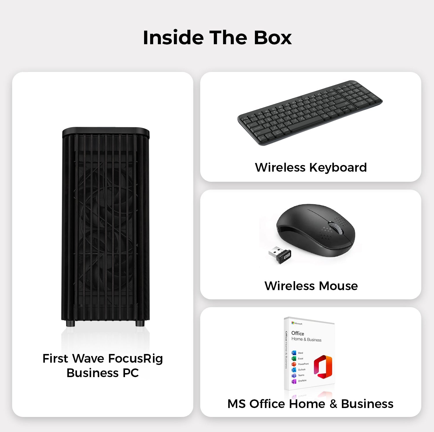 First Wave FocusRig Business Desktop PC – 13th Gen Intel i9-13900K | DDR5 5600 RAM | 1TB NVMe SSD + 1TB SATA SSD | Windows 11 Pro | 3-Year Warranty | Includes MS Office, Keyboard & Mouse