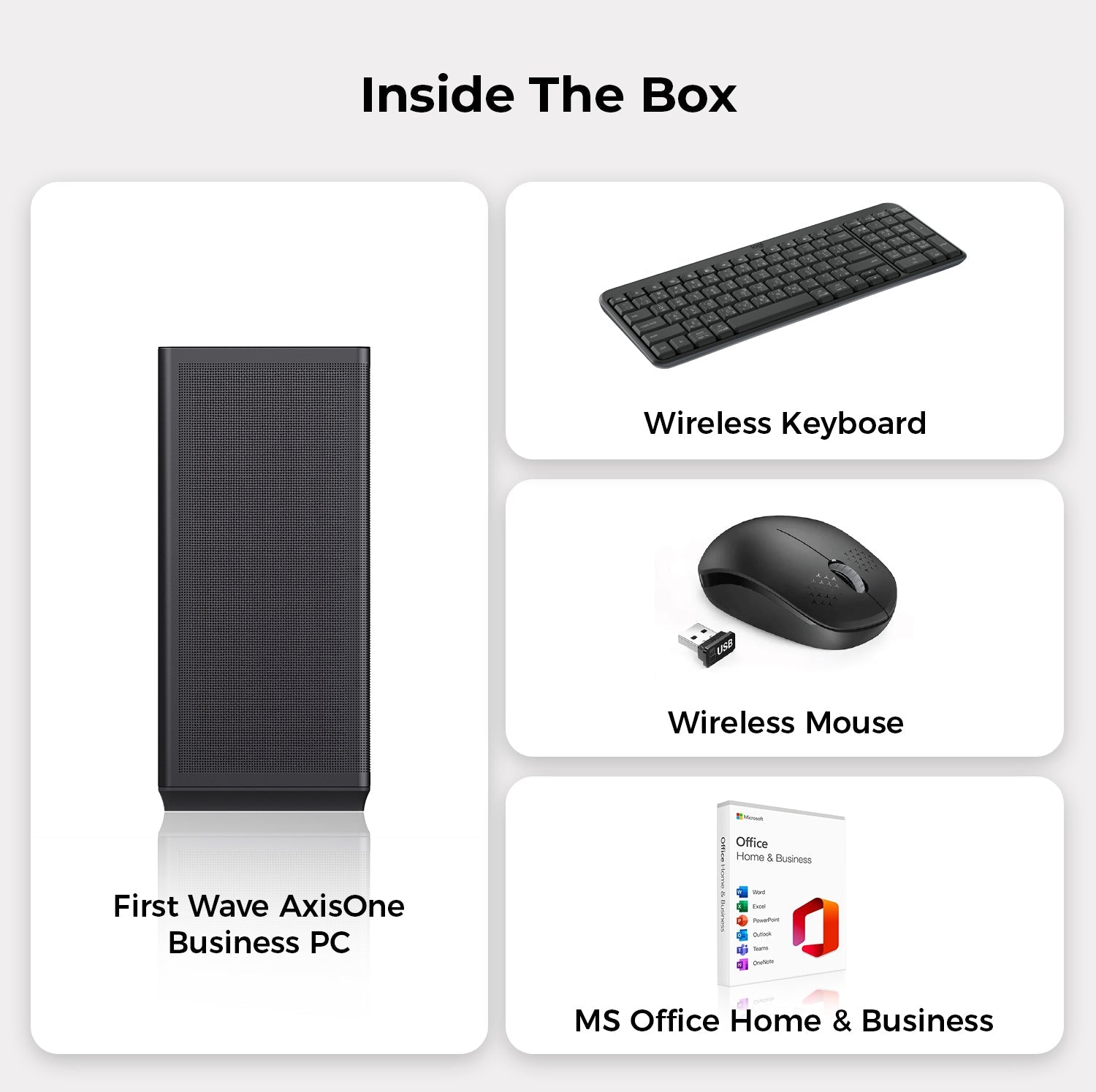 First Wave AxisOne Business Desktop PC – Ryzen 9 9900X | DDR5 RAM | 1TB NVMe + 1TB SATA SSD | WiFi | 750W Modular PSU | Win 11 Pro | Includes MS Office, Keyboard & Mouse, 3-Year Warranty