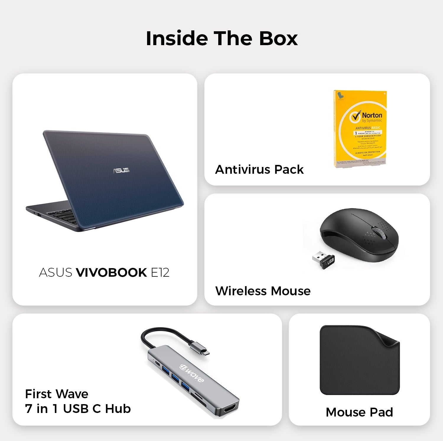 ASUS VivoBook E12 E203NA 11.6” HD Laptop | Intel Celeron N3350 | 4GB RAM | 256GB Storage (128GB eMMC + 128GB MicroSD), Win10, Eng/French KB | Includes 1st Wave 7-in-1 Hub, Antivirus, Mouse & pad